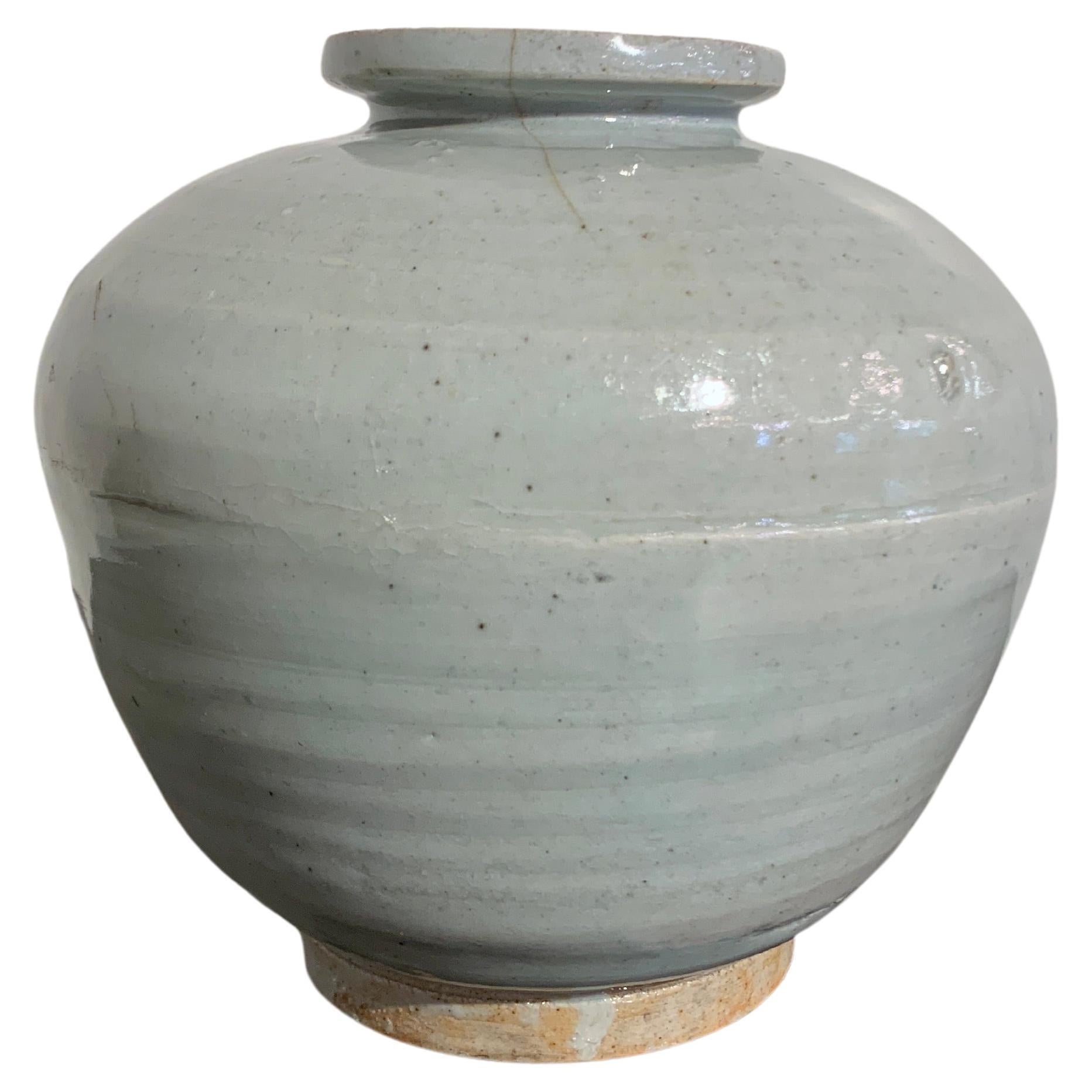 Korean White Glazed Jar, Joseon Dynasty, 18th Century, Korea For Sale