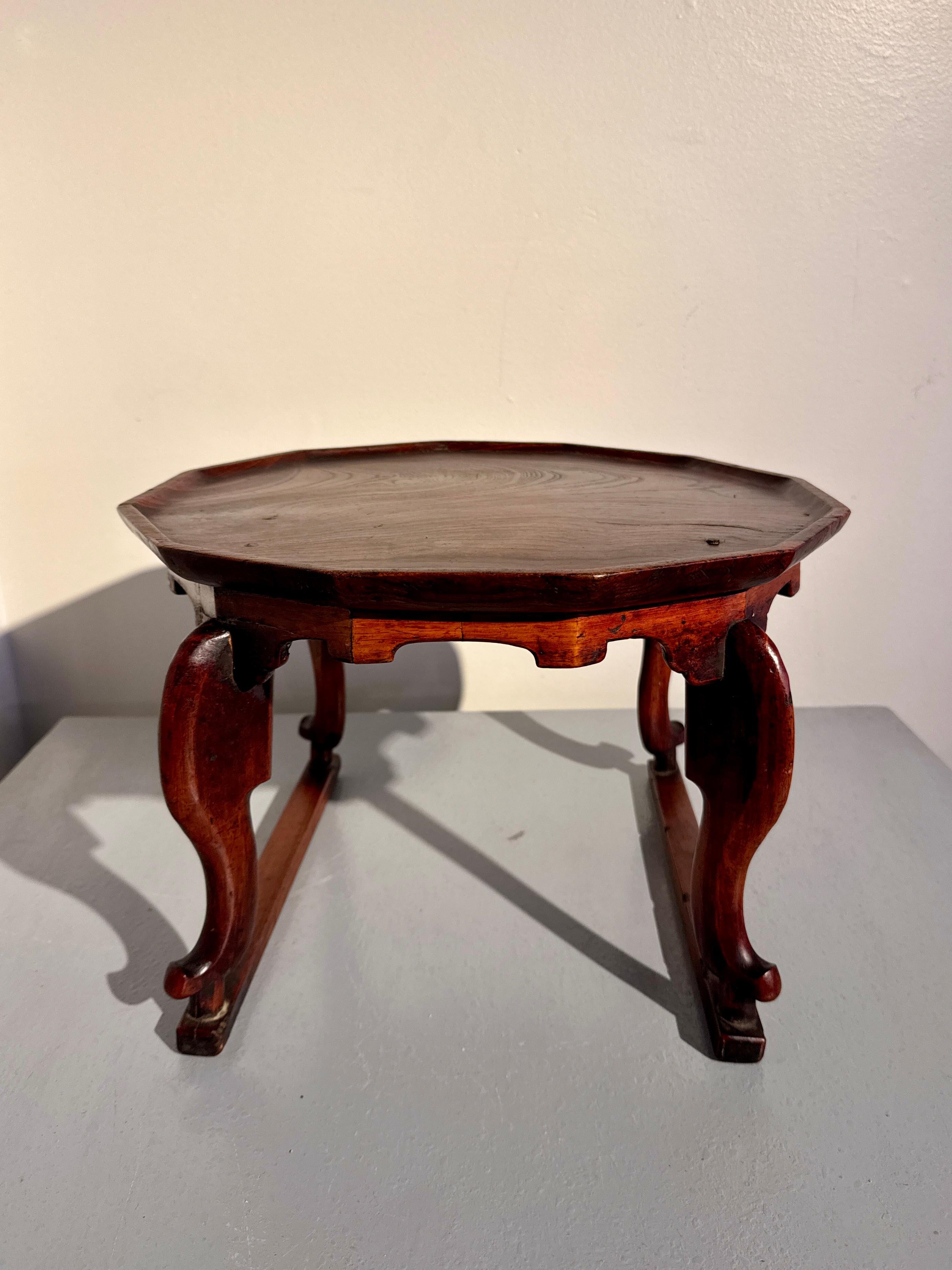 Hand-Carved Korean Zelkova Wood Tray Table, Soban, Joseon Dynasty, Mid 19th century, Korea For Sale