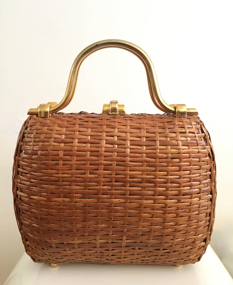 Koret 1950s Woven Wicker Basket Handbag Made in Italy. at 1stDibs