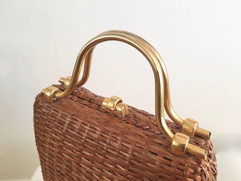 Koret 1950s Woven Wicker Basket Handbag Made in Italy. at 1stDibs