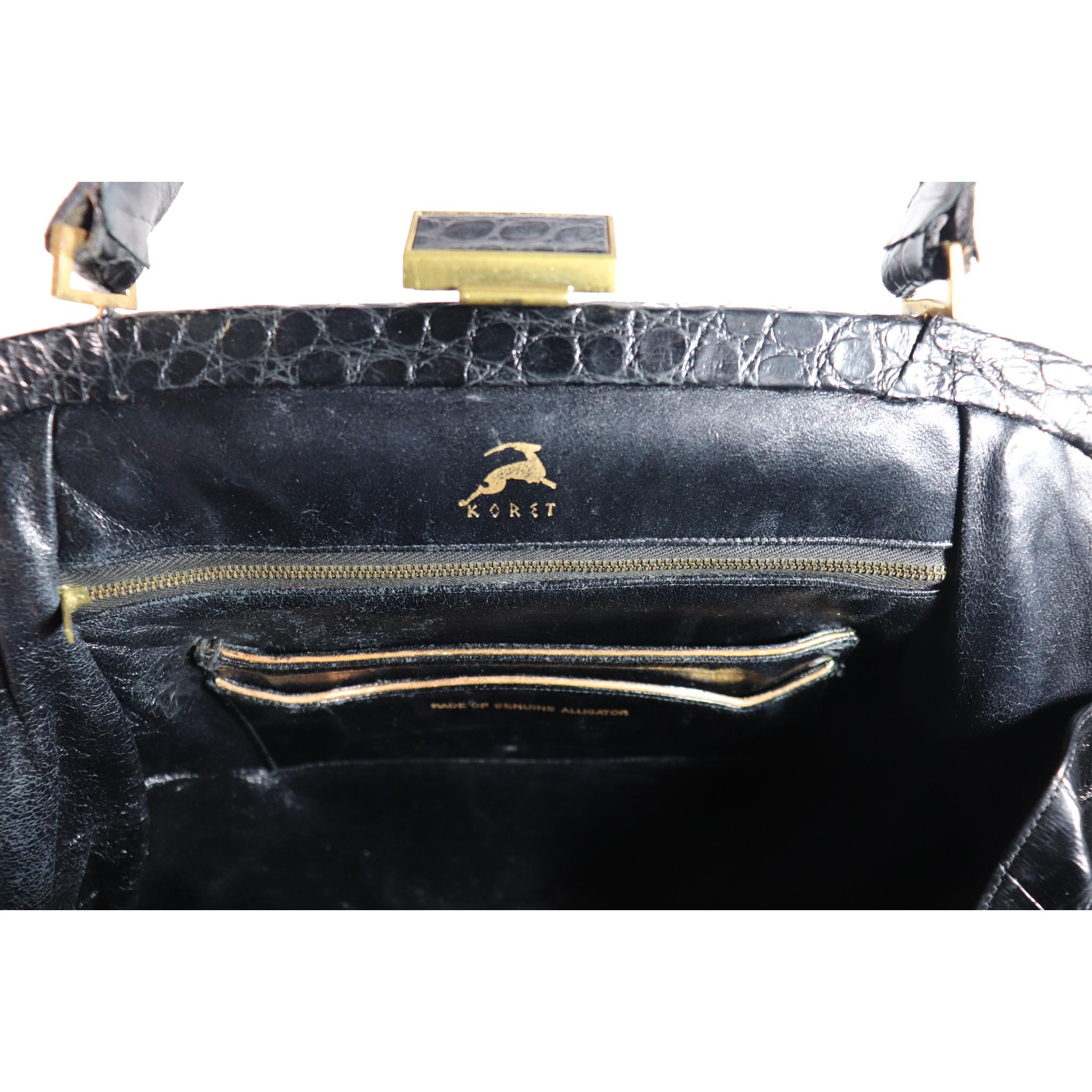 Koret Black Alligator Large Top Handle Bag  For Sale 2