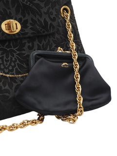 Koret Black Embossed Leather With Gold Chain