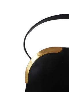 Koret Black Leather Round Top With Gold Handbag