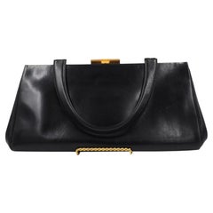 Koret Rectangular Black Bag With Gold Clasp