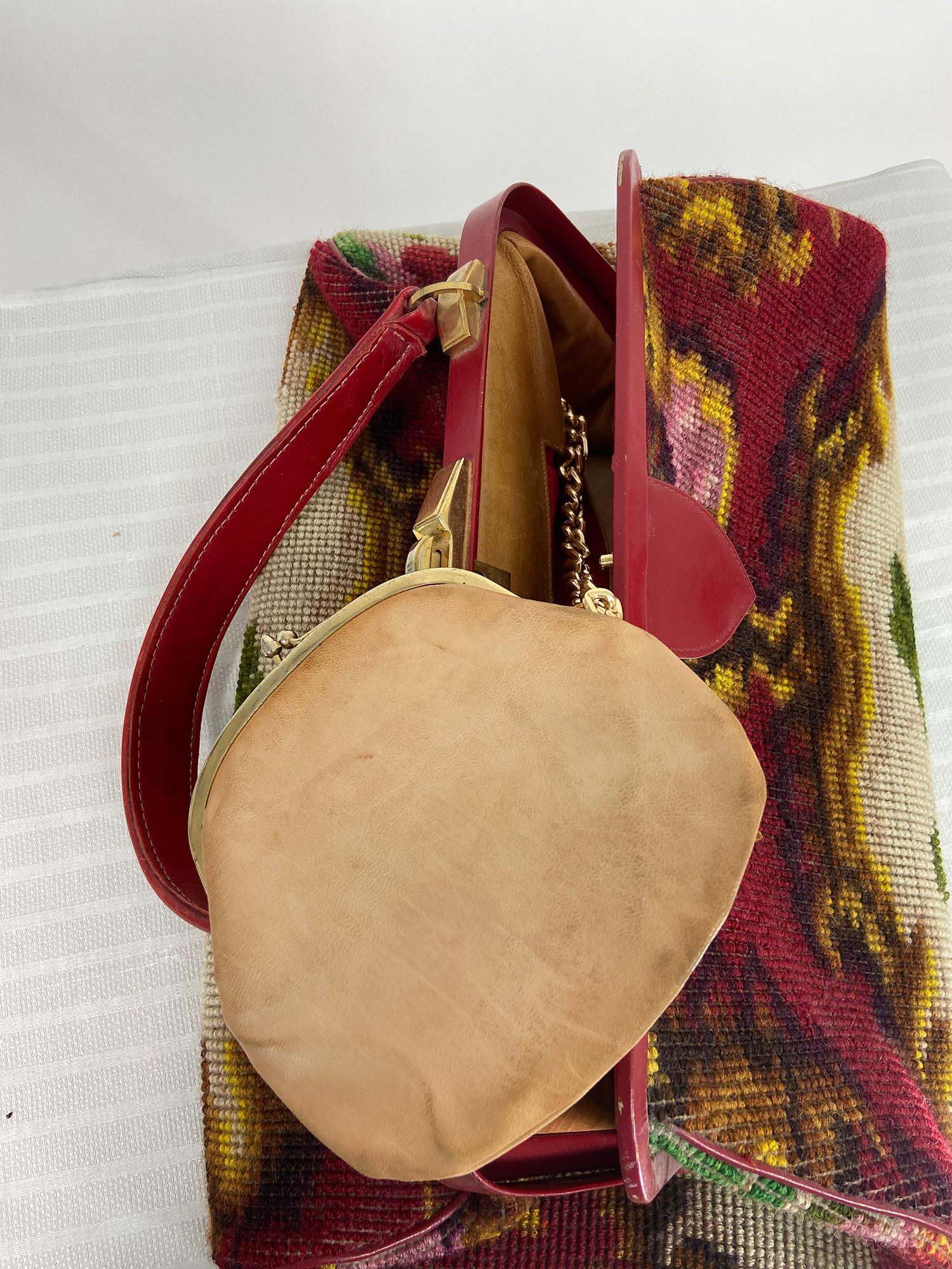 Koret Roses Frame Carpet Bag Rare 1960s Leather Interior Handbag 2