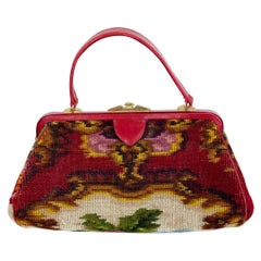 Koret Bolso Alfombra Marco Rosas Raro Bolso Interior Piel Años 60