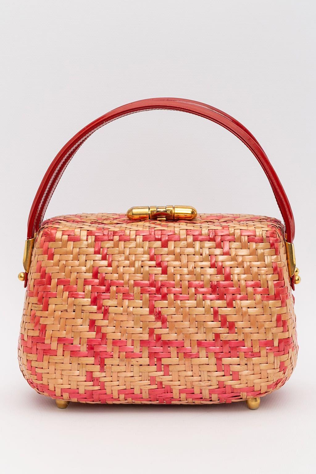 Orange Koret wicker bag For Sale
