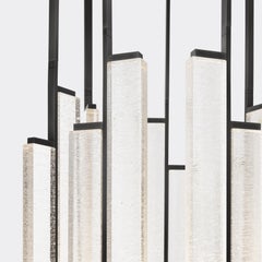 Kori Chandelier 7 Pendant Round Canopy, in Dark Bronze Patina