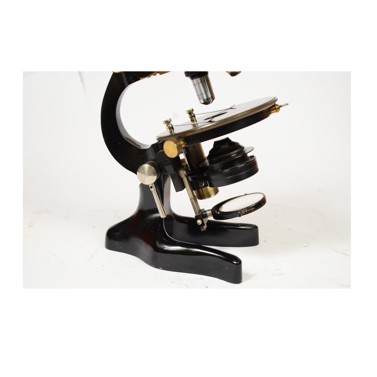 Koristka Milan Microscope Made of Black Painted Brass, Early 1900s 7
