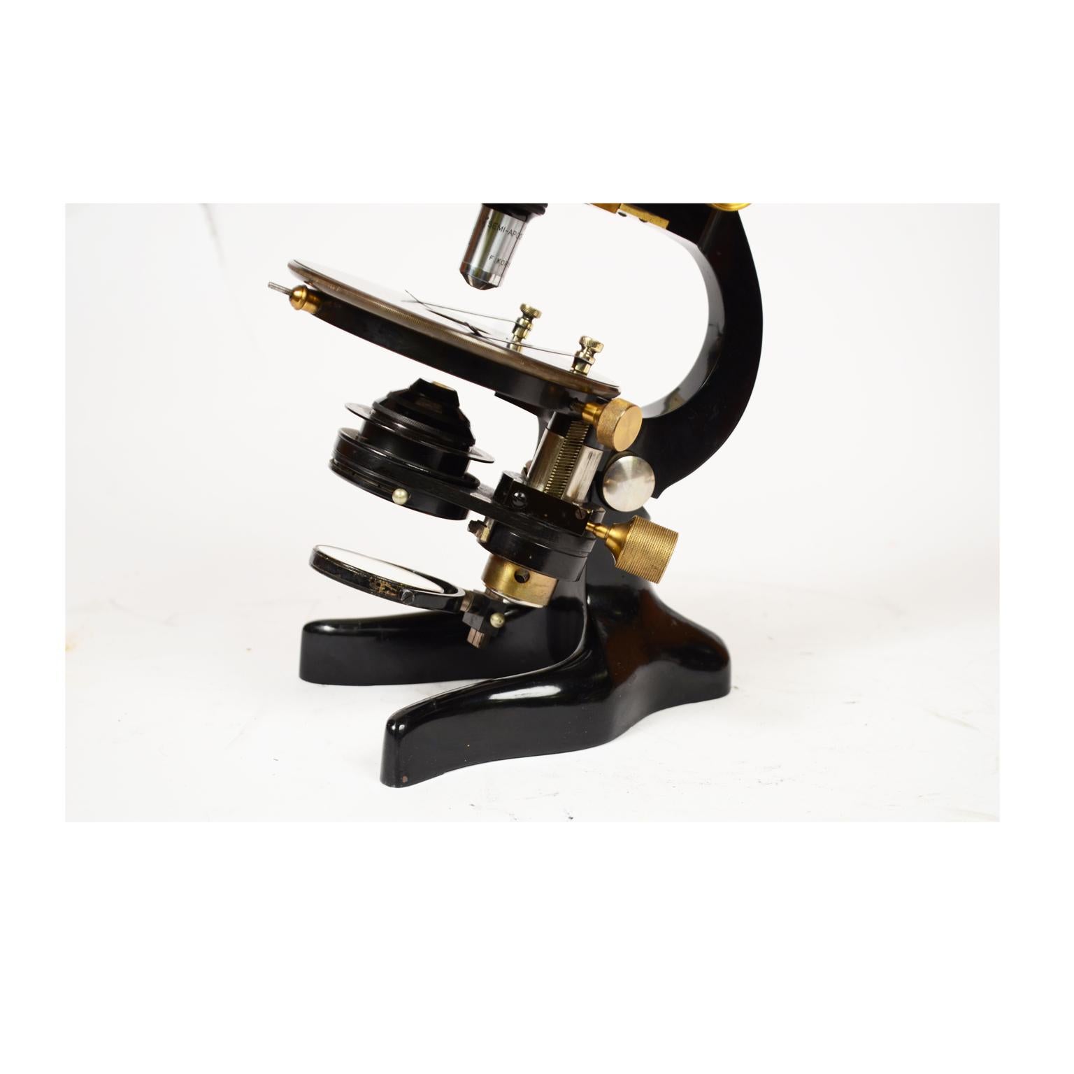 Koristka Milan Microscope Made of Black Painted Brass, Early 1900s 5