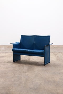 Korium 2-Sitzer-Sofa aus blauem Leder Tito Agnoli für Matteo Grassi, 1970
