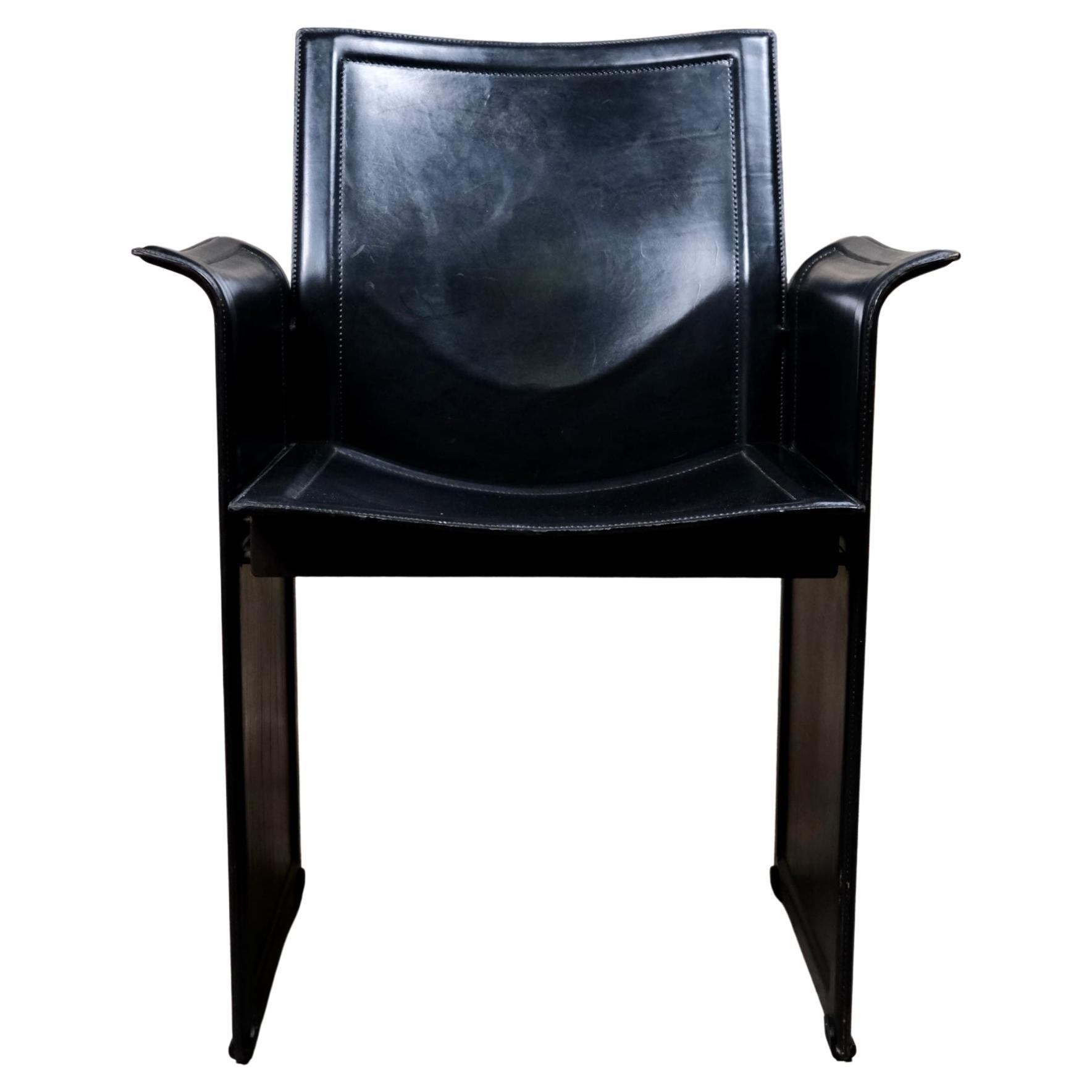 Korium chair in black leather, Tito Agnoli for Matteo Grassi, 1980s x3