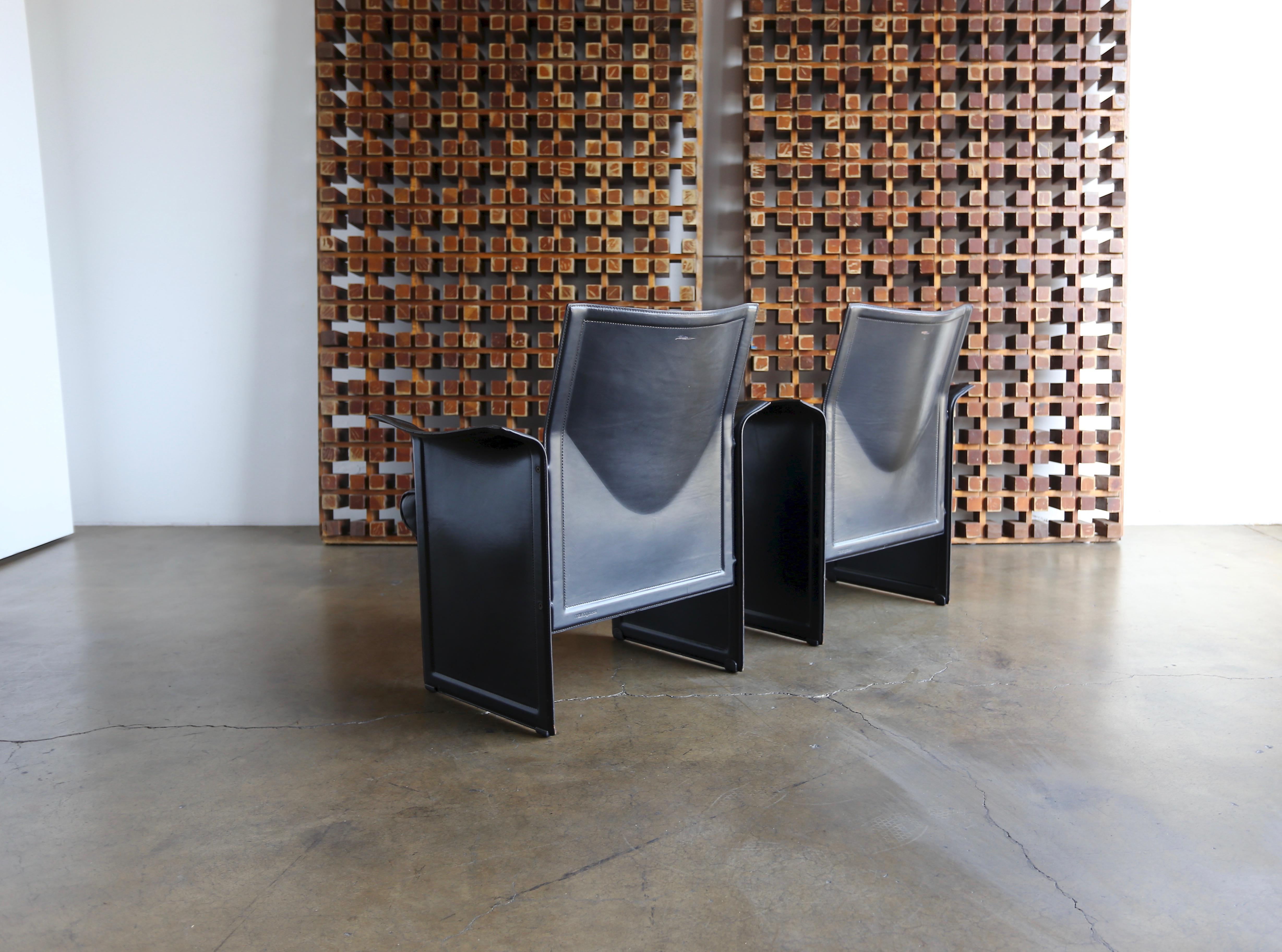 Modern Korium Leather Armchairs by Tito Agnoli for Matteo Grassi