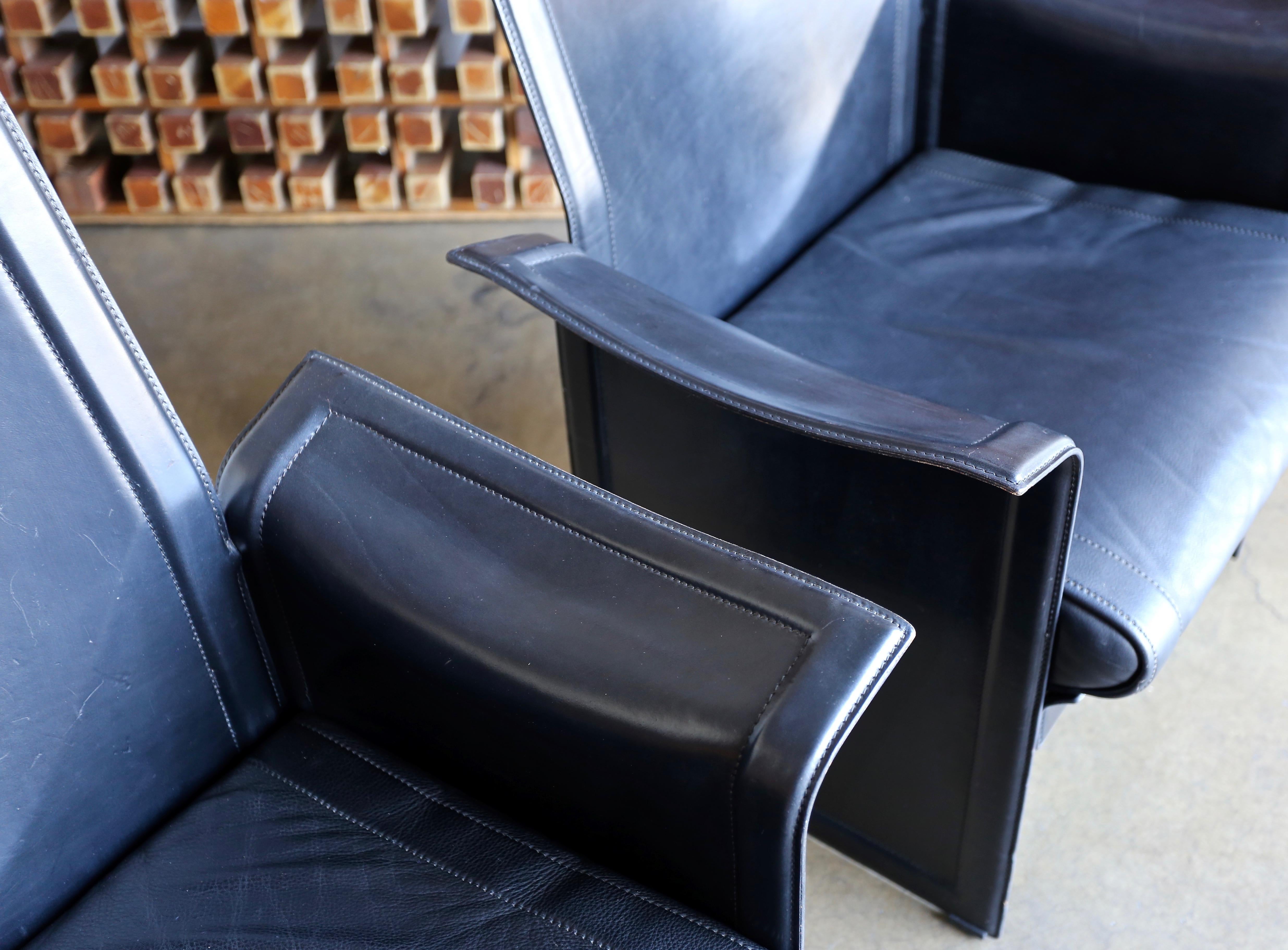 Korium Leather Armchairs by Tito Agnoli for Matteo Grassi In Good Condition In Costa Mesa, CA