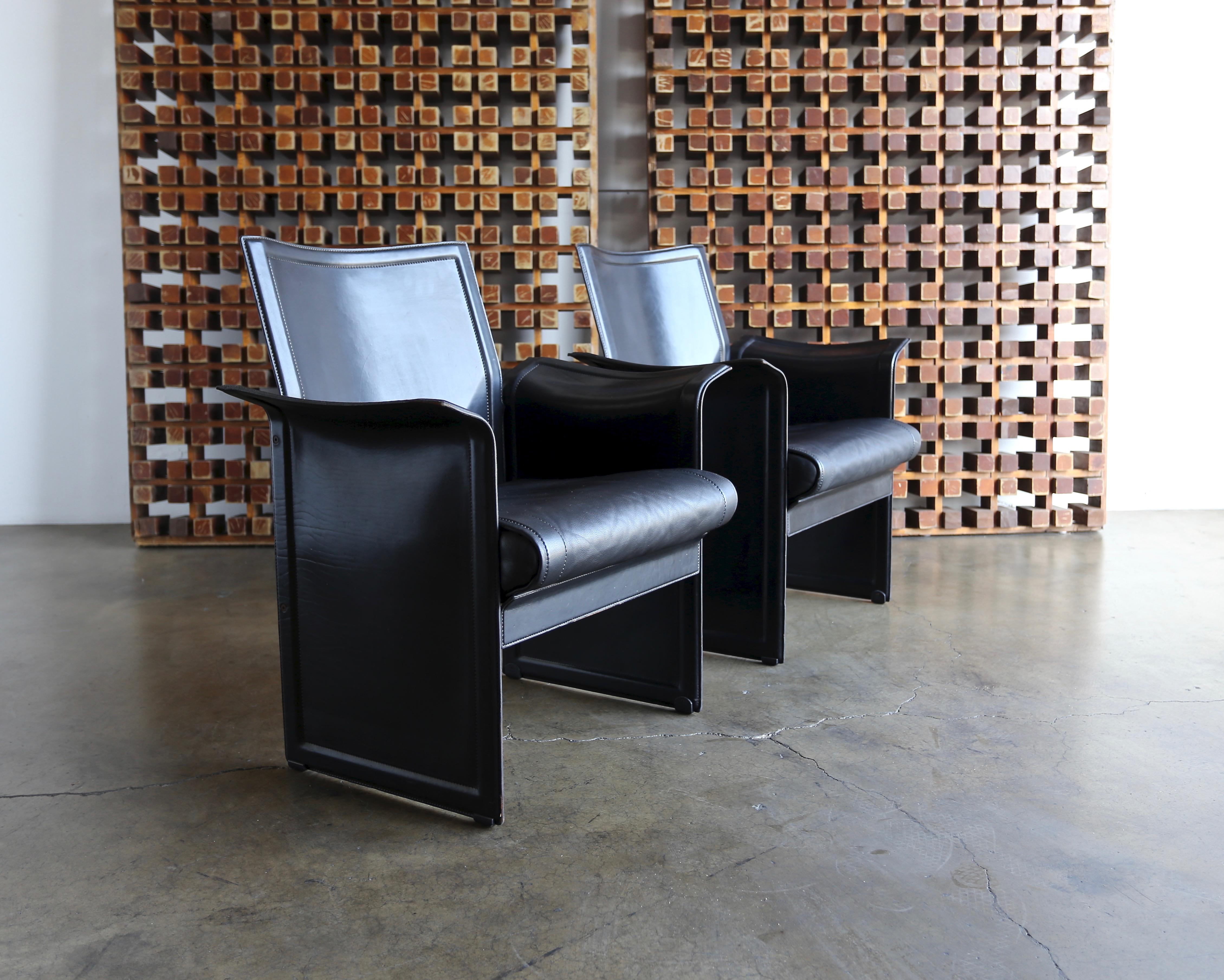 Korium Leather Armchairs by Tito Agnoli for Matteo Grassi 1