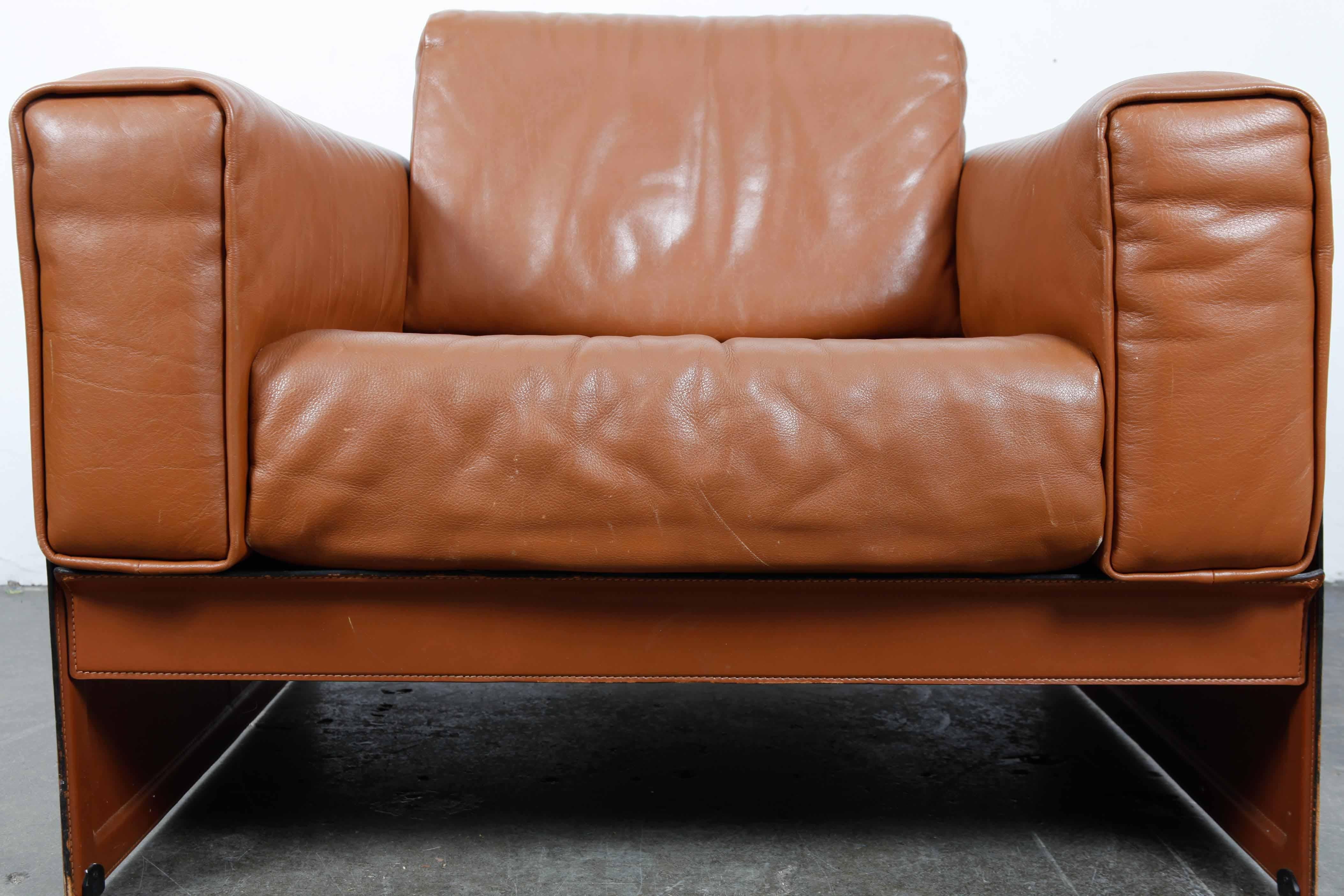 'Korium' Leather Lounge Chair by Tito Agnoli for Matteo Grassi, 1980 6