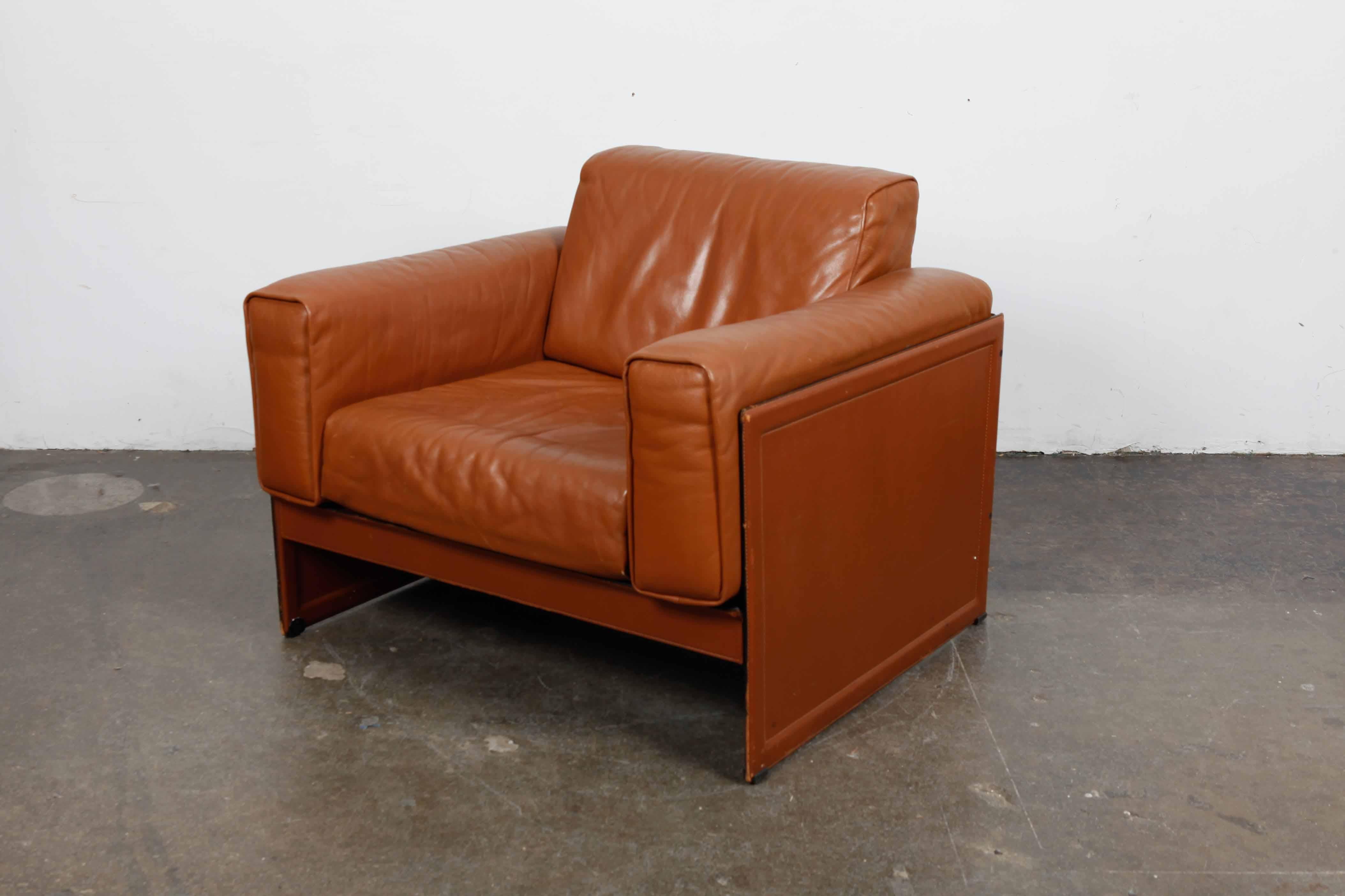 Modern 'Korium' Leather Lounge Chair by Tito Agnoli for Matteo Grassi, 1980