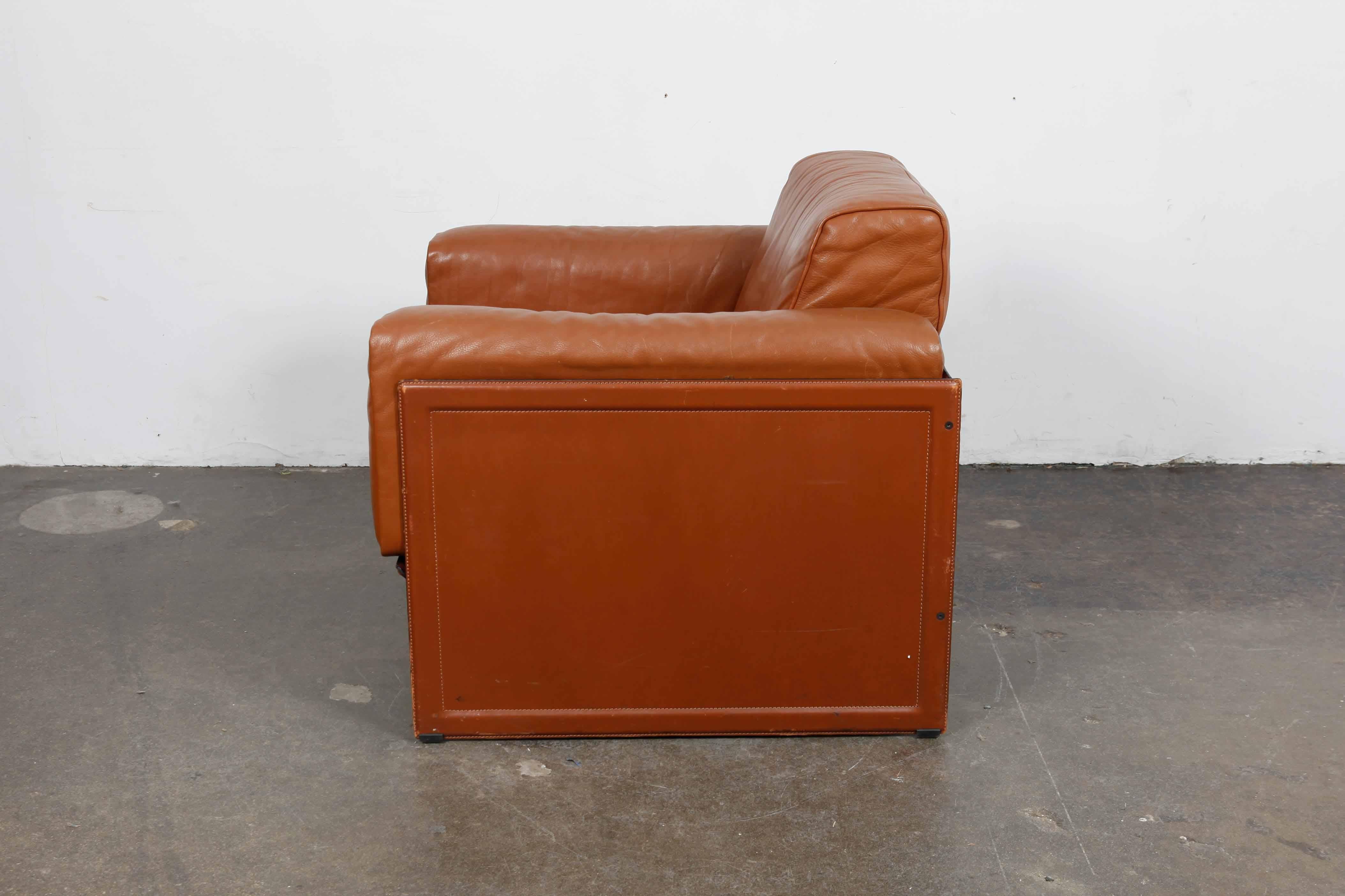 Italian 'Korium' Leather Lounge Chair by Tito Agnoli for Matteo Grassi, 1980