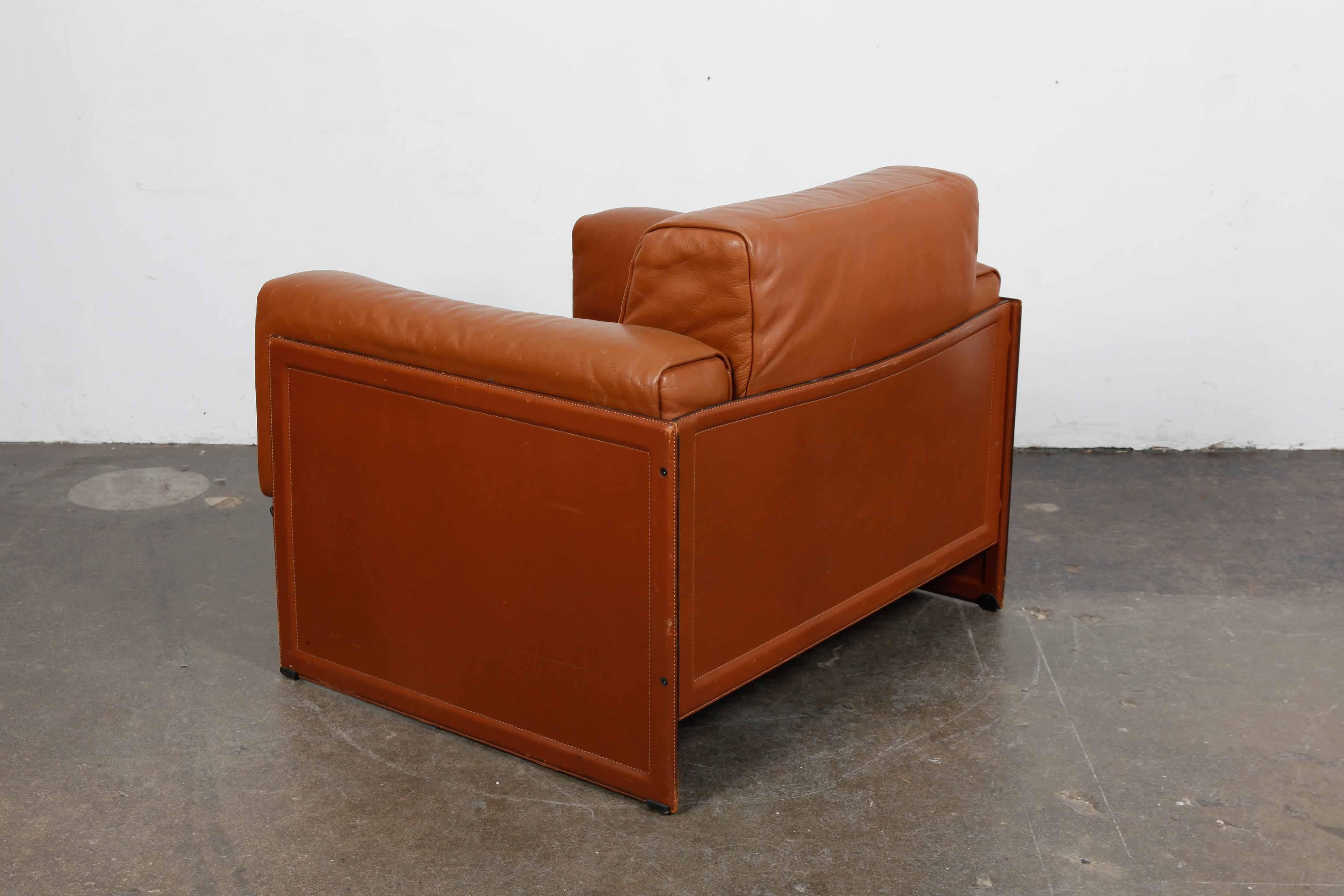 'Korium' Leather Lounge Chair by Tito Agnoli for Matteo Grassi, 1980 In Good Condition In North Hollywood, CA