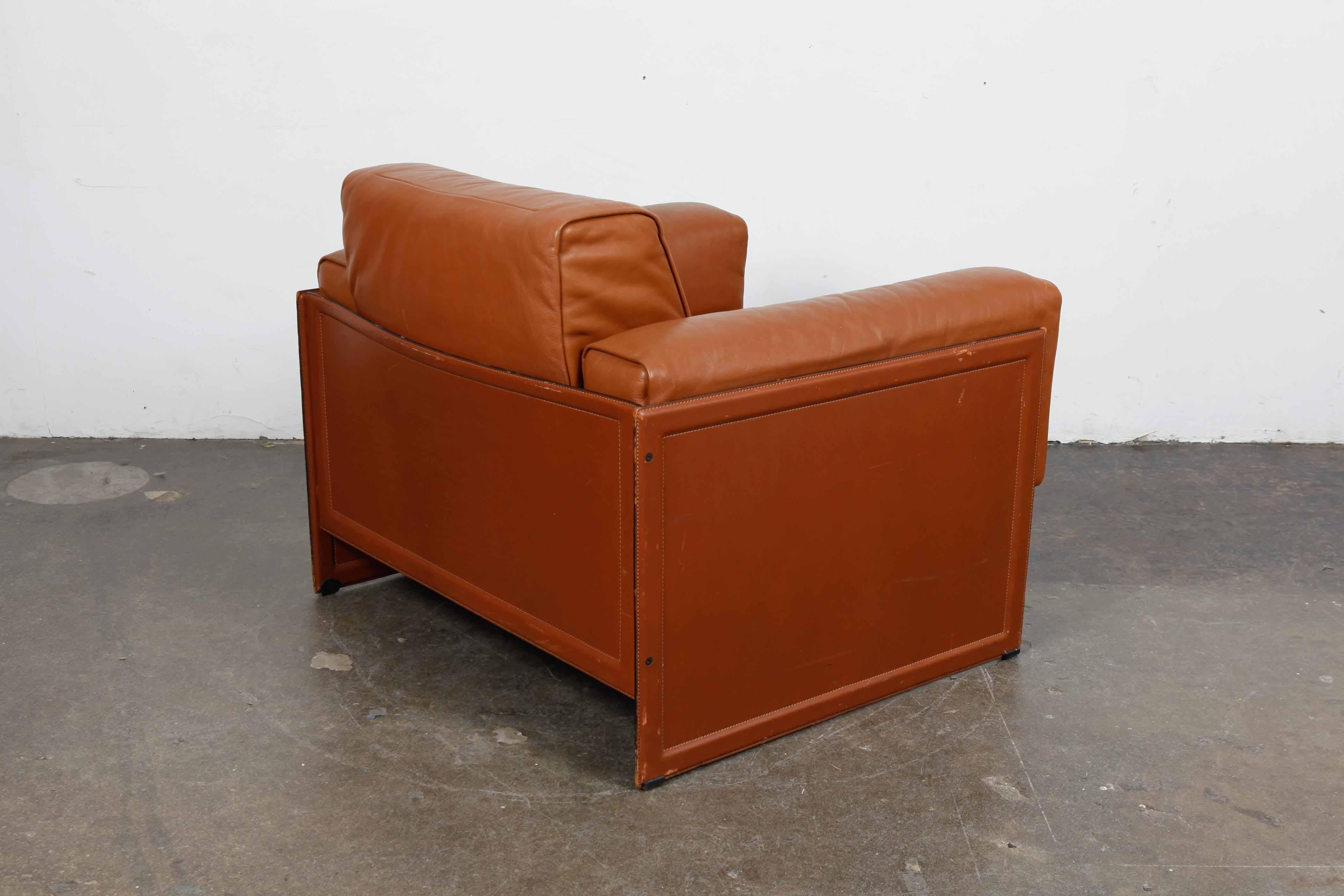 'Korium' Leather Lounge Chair by Tito Agnoli for Matteo Grassi, 1980 1