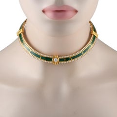 Korloff 18K Yellow Gold 6.85ct Diamond and Enamel Necklace