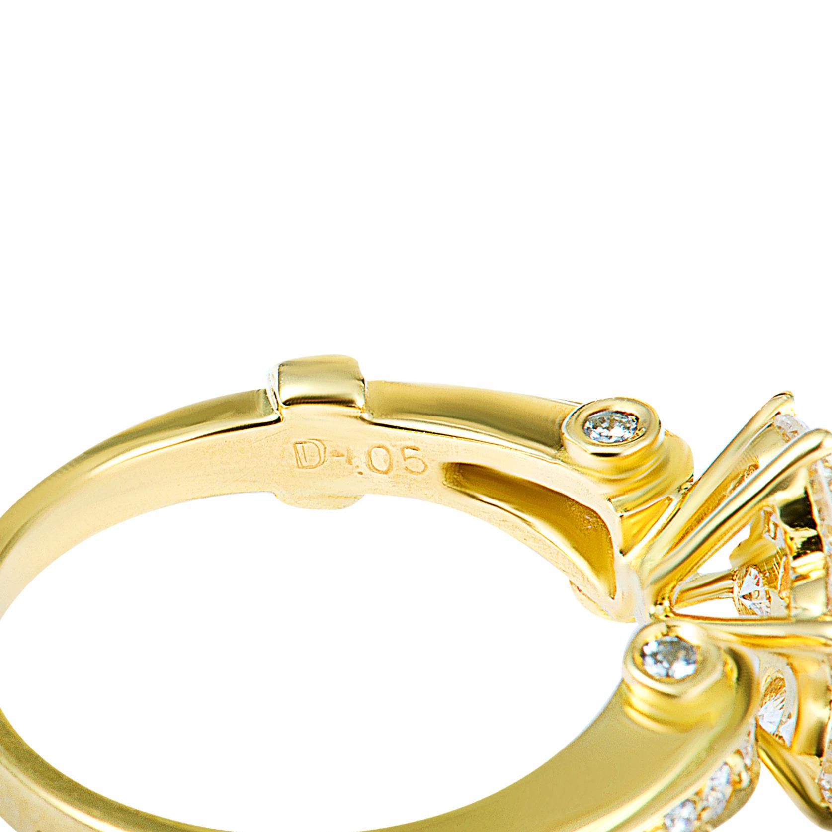 Korloff Diamond and Ruby Yellow Gold Flower Ring 2