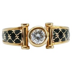 Bague en diamant Korloff Laque noire Or jaune 18K 1992