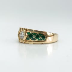 Korloff Diamond Ring Green Lacquer 18K Yellow Gold France