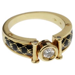 Korloff Enamel Diamond Yellow Gold Band Ring