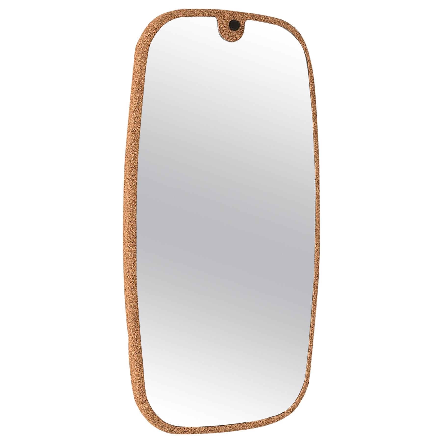 Kormirò Mirror in Natural Cork and Extra Light Mirror by Discipline Lab For Sale