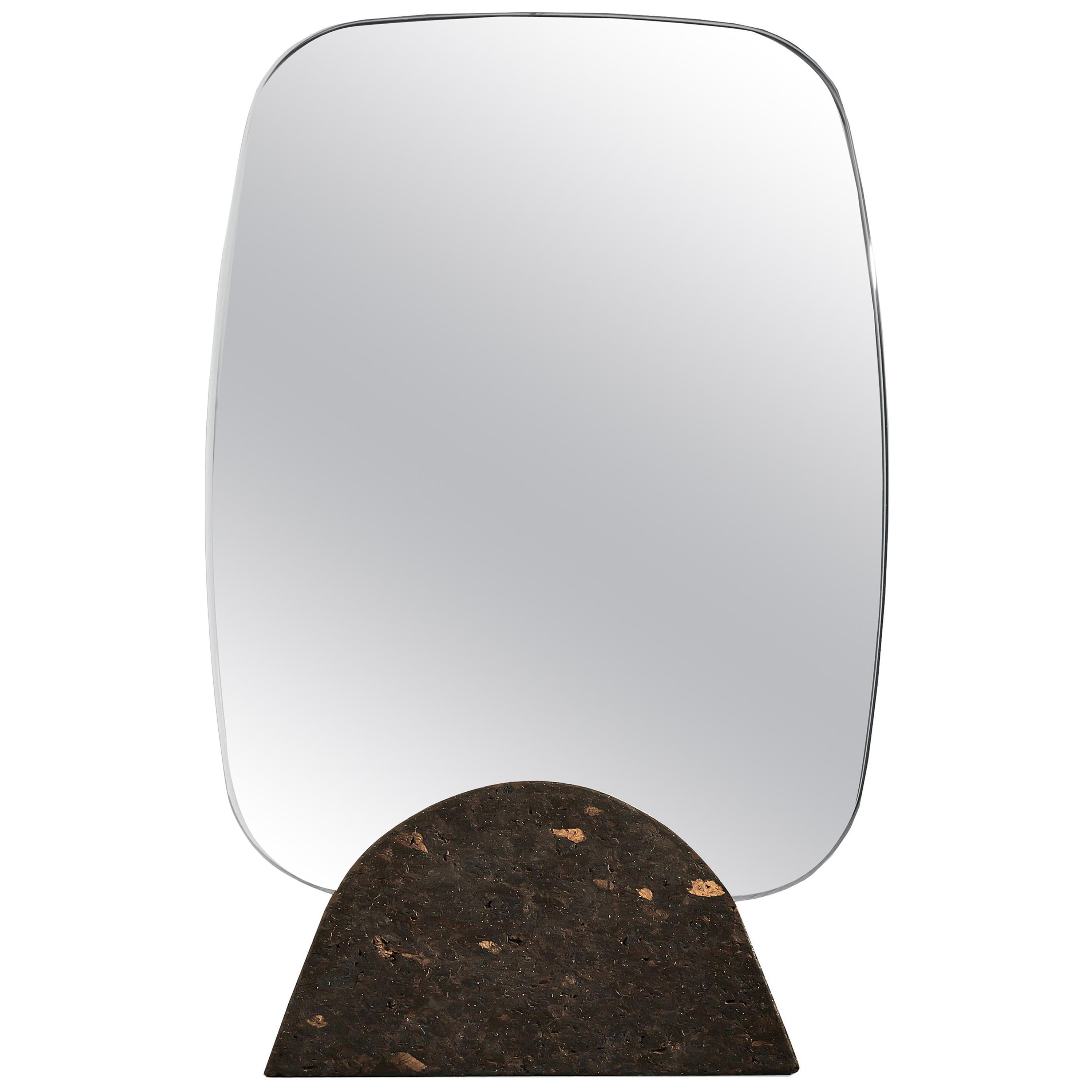 Kormirò Table Mirror in Black Cork and Extra Light Mirror by Discipline Lab For Sale