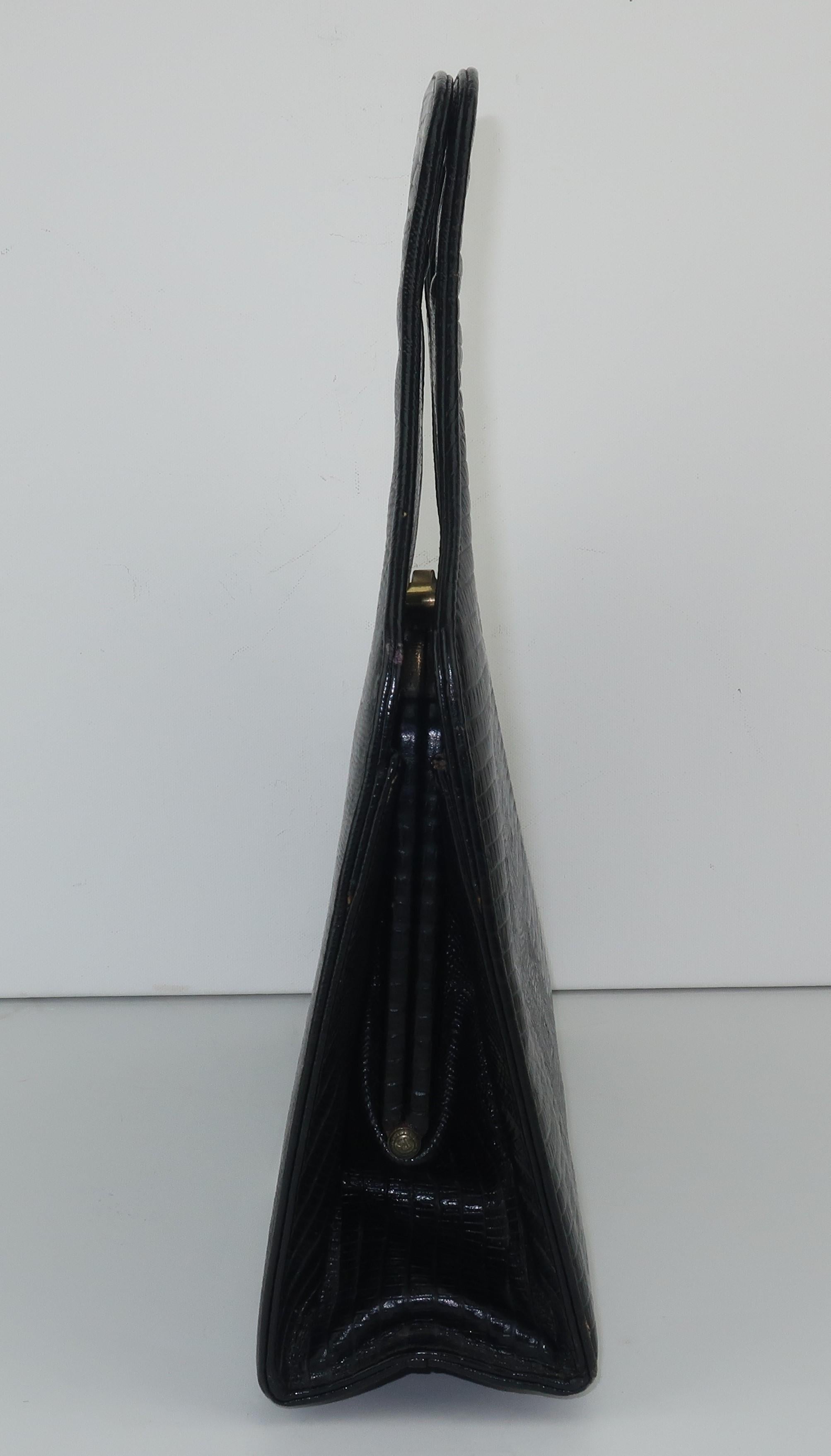 Koro Creation Black Lizard Skin Handbag, 1950's at 1stDibs