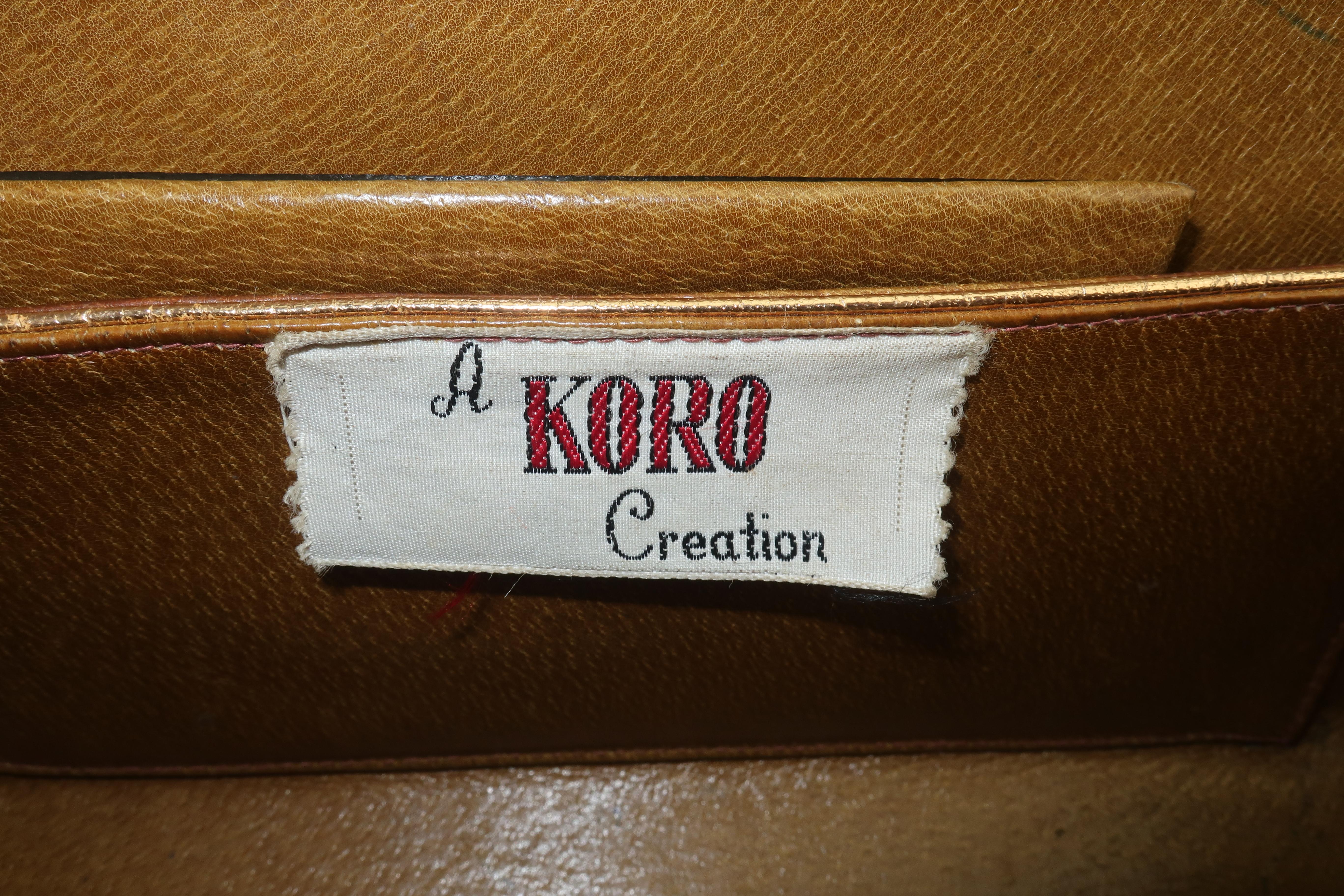 Koro Creation Black Lizard Skin Handbag, 1950's 4