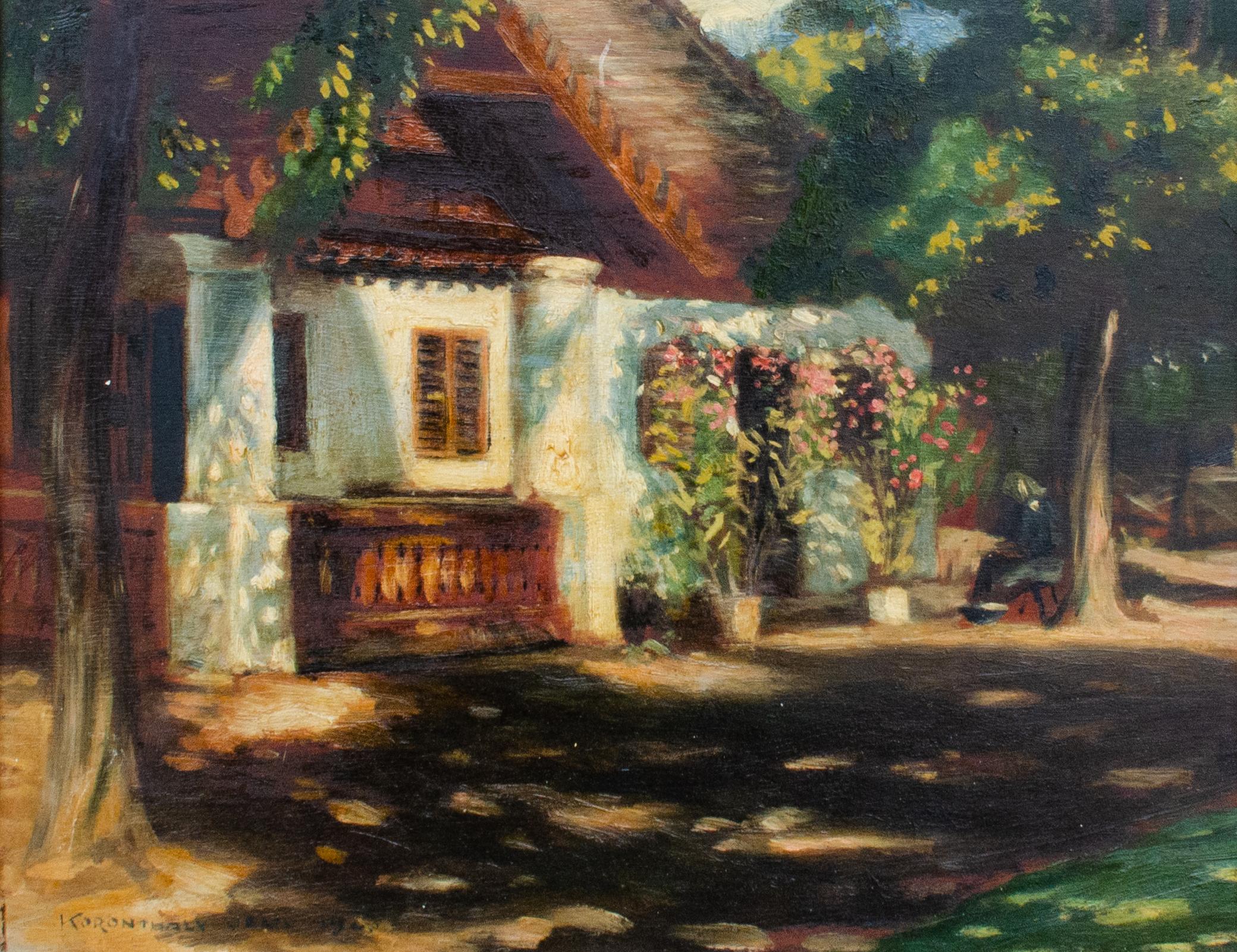 1923 Cottage Painting by Hungarian Artist Koronthály Jenő For Sale 1