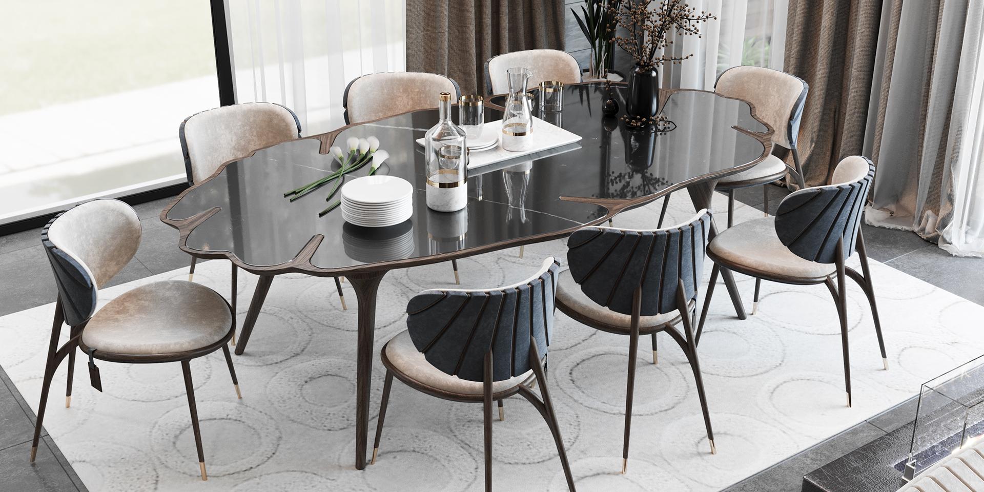Contemporary Korowai Dining Table by Alma de Luce For Sale