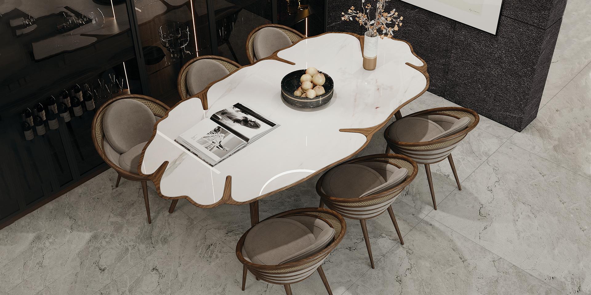 Marble Korowai Dining Table by Alma de Luce For Sale