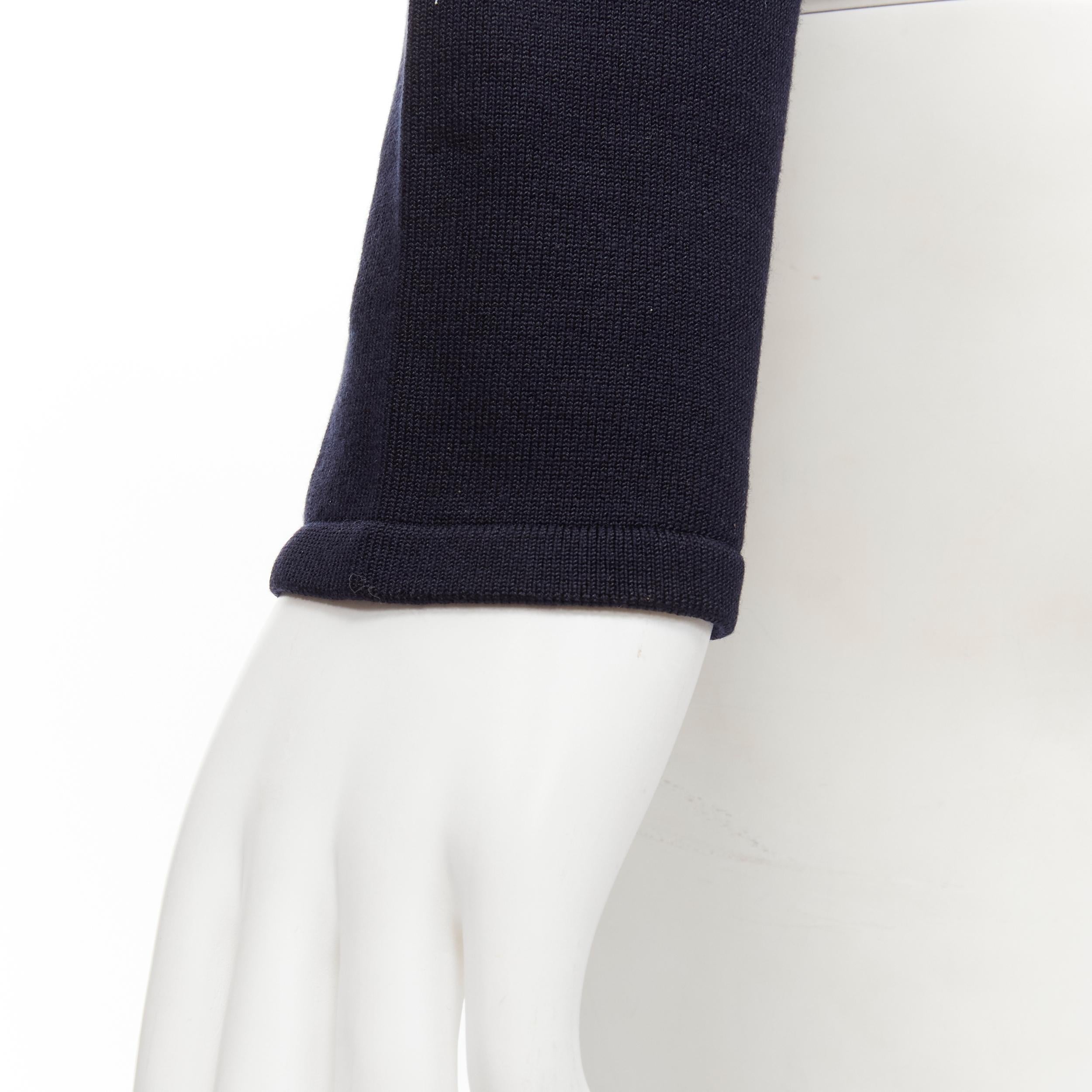 KORS MICHAEL KORS navy blue silk nylon knit long sleeve turtleneck sweater S For Sale 5