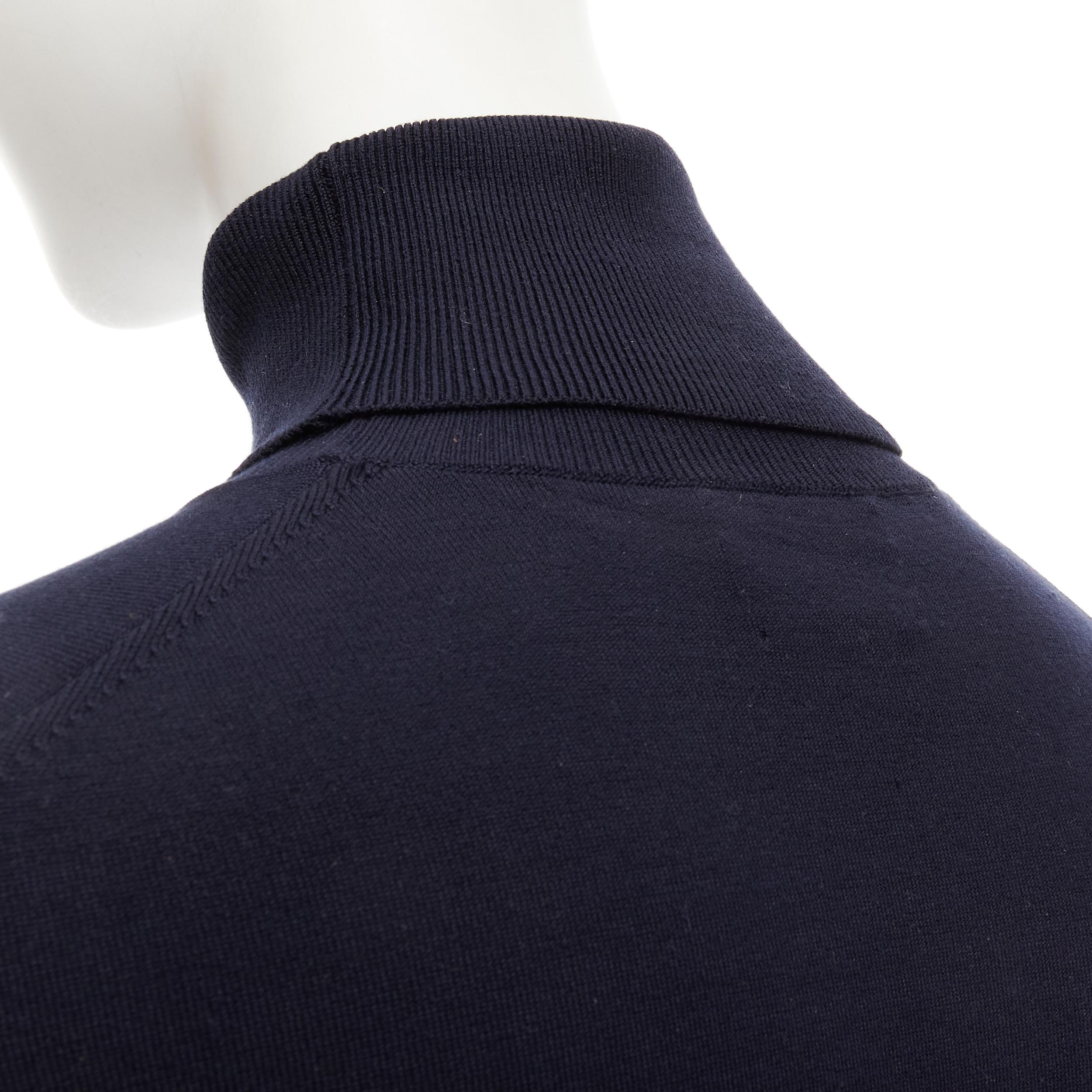 KORS MICHAEL KORS navy blue silk nylon knit long sleeve turtleneck sweater S For Sale 2