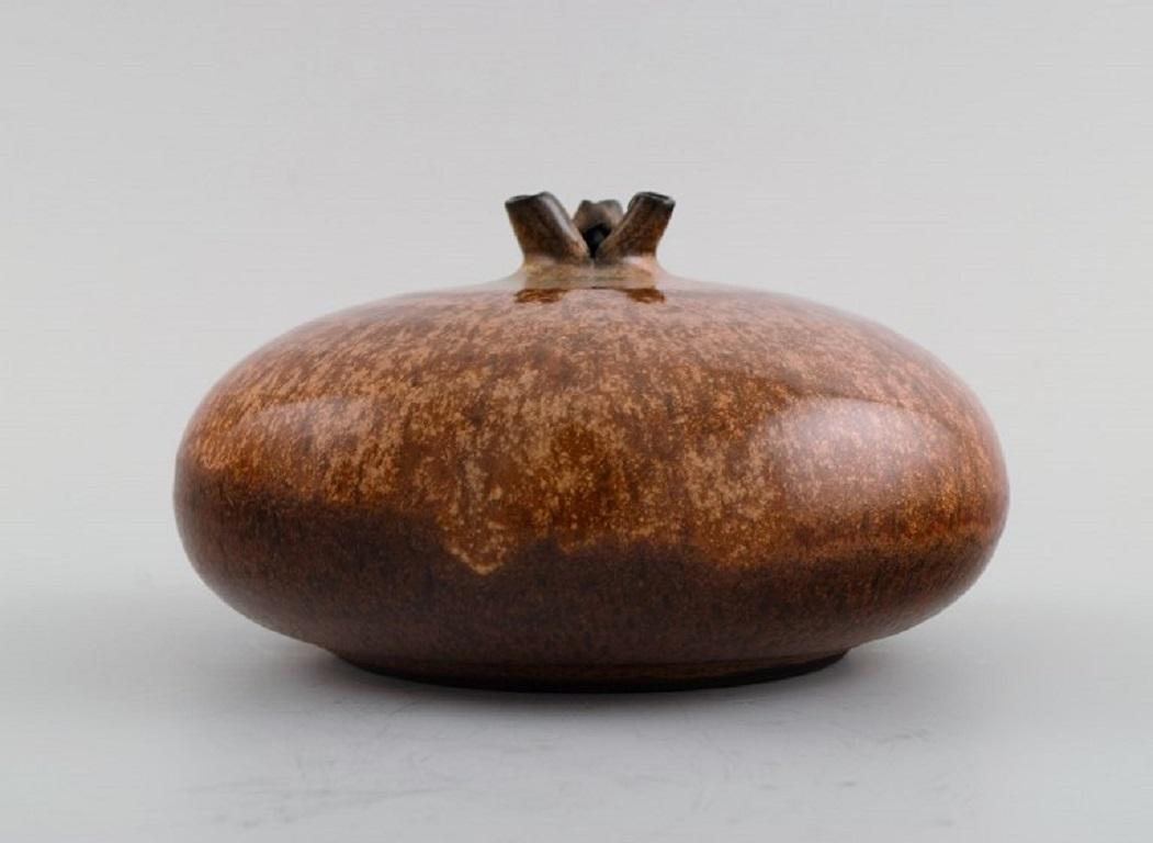 Körting Keramik, Runde Unikat-Vase aus glasiertem Steinzeug im Zustand „Hervorragend“ in Copenhagen, DK