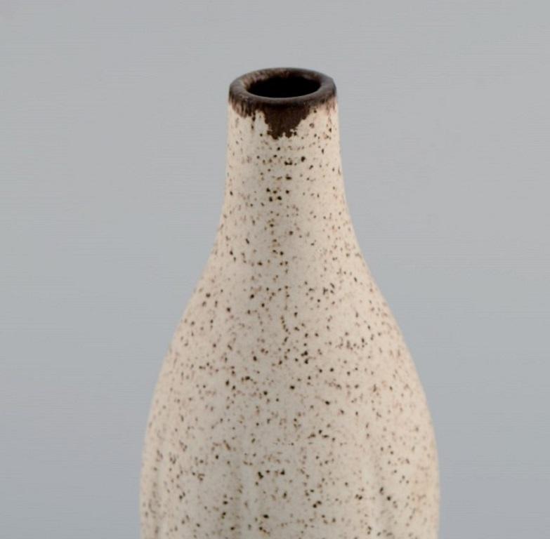 Mid-Century Modern Körting, Germany, Unique Vase in Glazed Stoneware, Beautiful Speckled Glaze For Sale