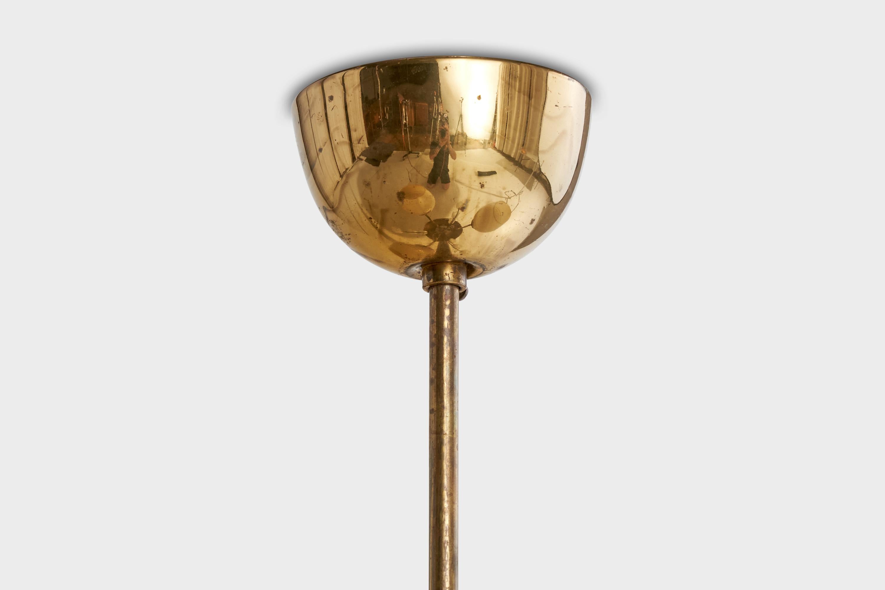 Korumo, lampadario, ottone, acrilico, vetro, Finlandia, anni '40 in vendita 4
