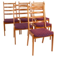 Retro Korup Stolefabrik Mid Century Teak High Ladderback Dining Chairs, Set of 6
