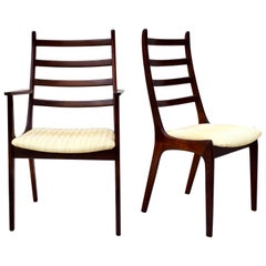 korup stolefabrik chairs Korup Stolefabrik Rosewood Ladderback Danish Dining Chairs