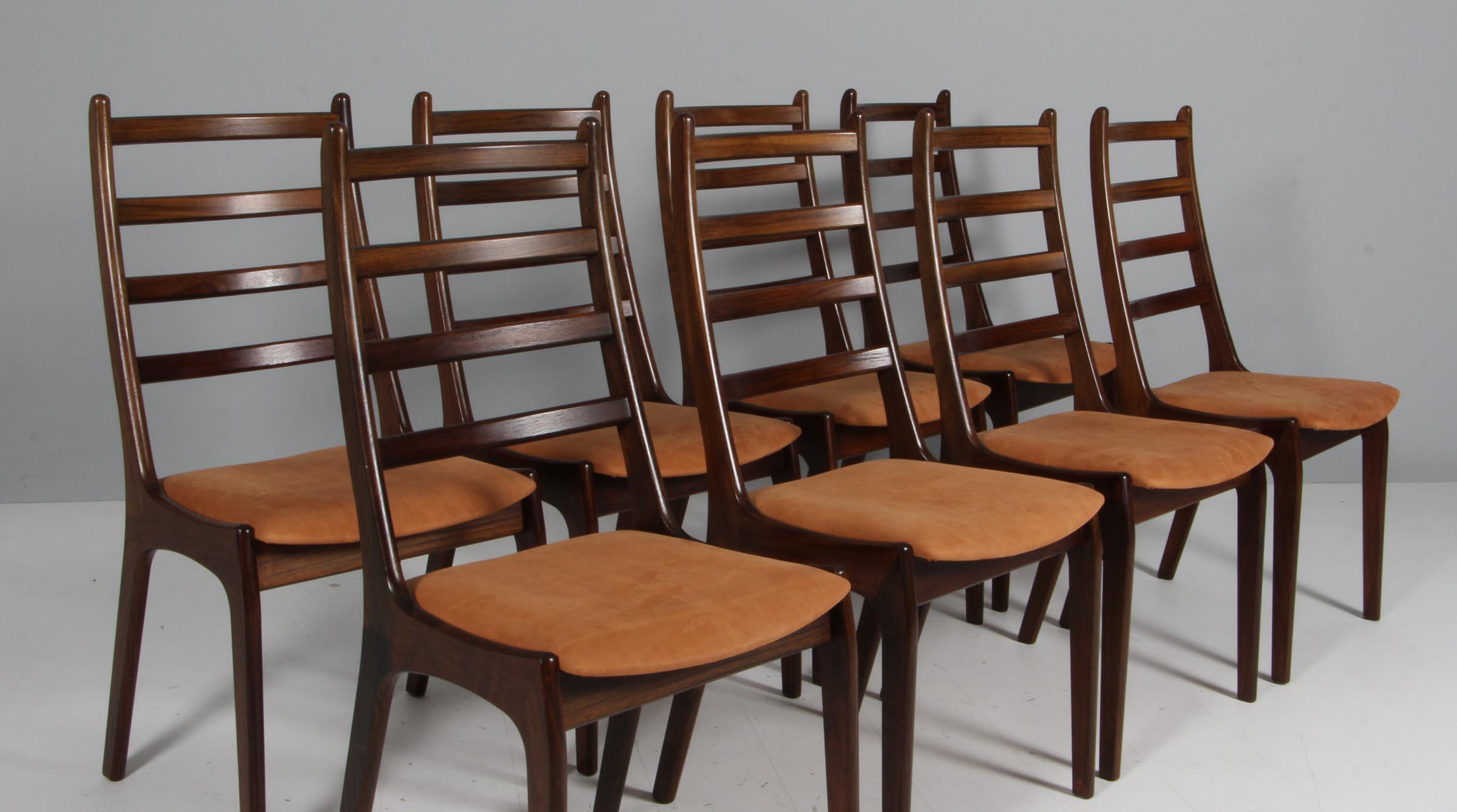 Scandinavian Modern Korup stolefabrik set of eight dining chairs in rosewood, 1960s Denmark
