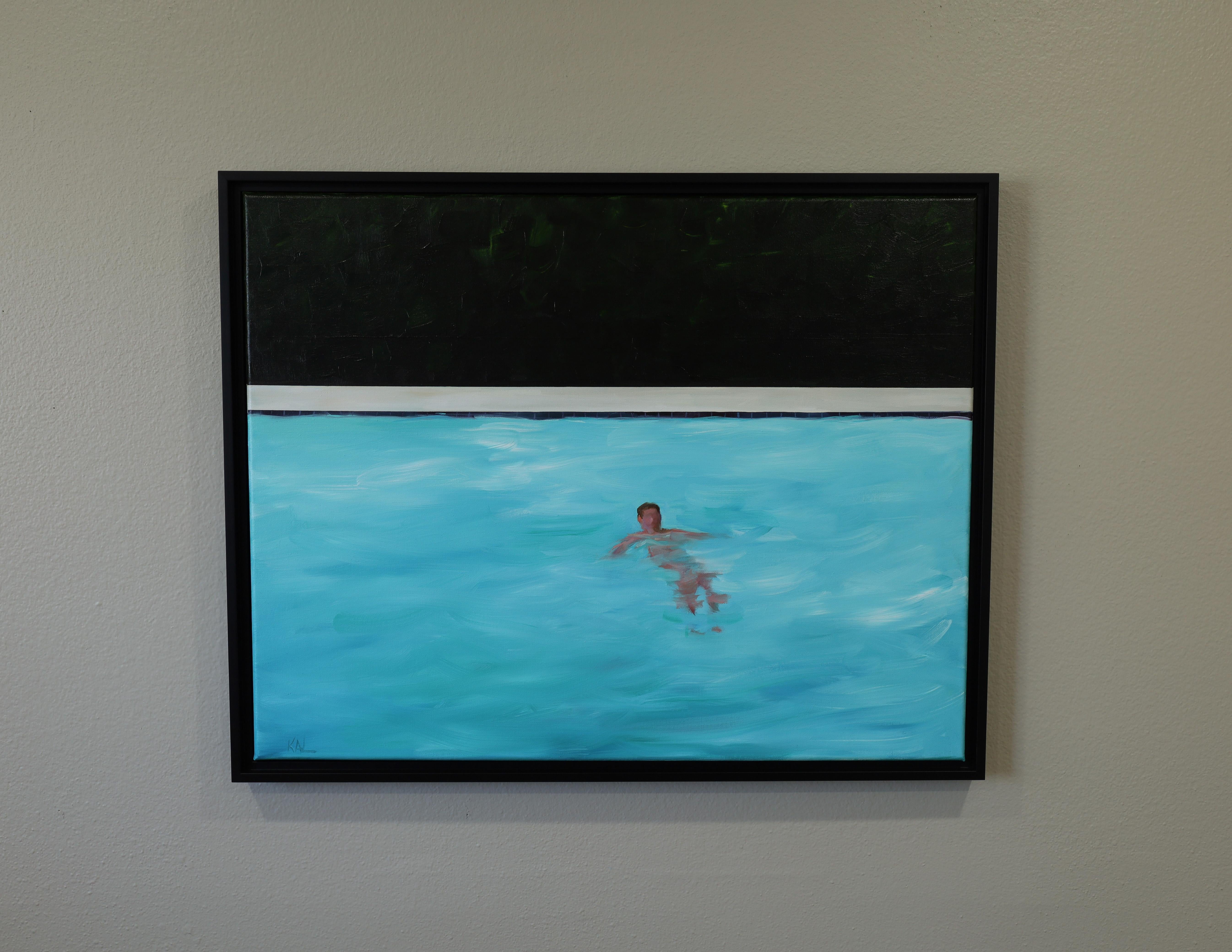 “A Simple Swim”- oil on canvas, framed For Sale 2