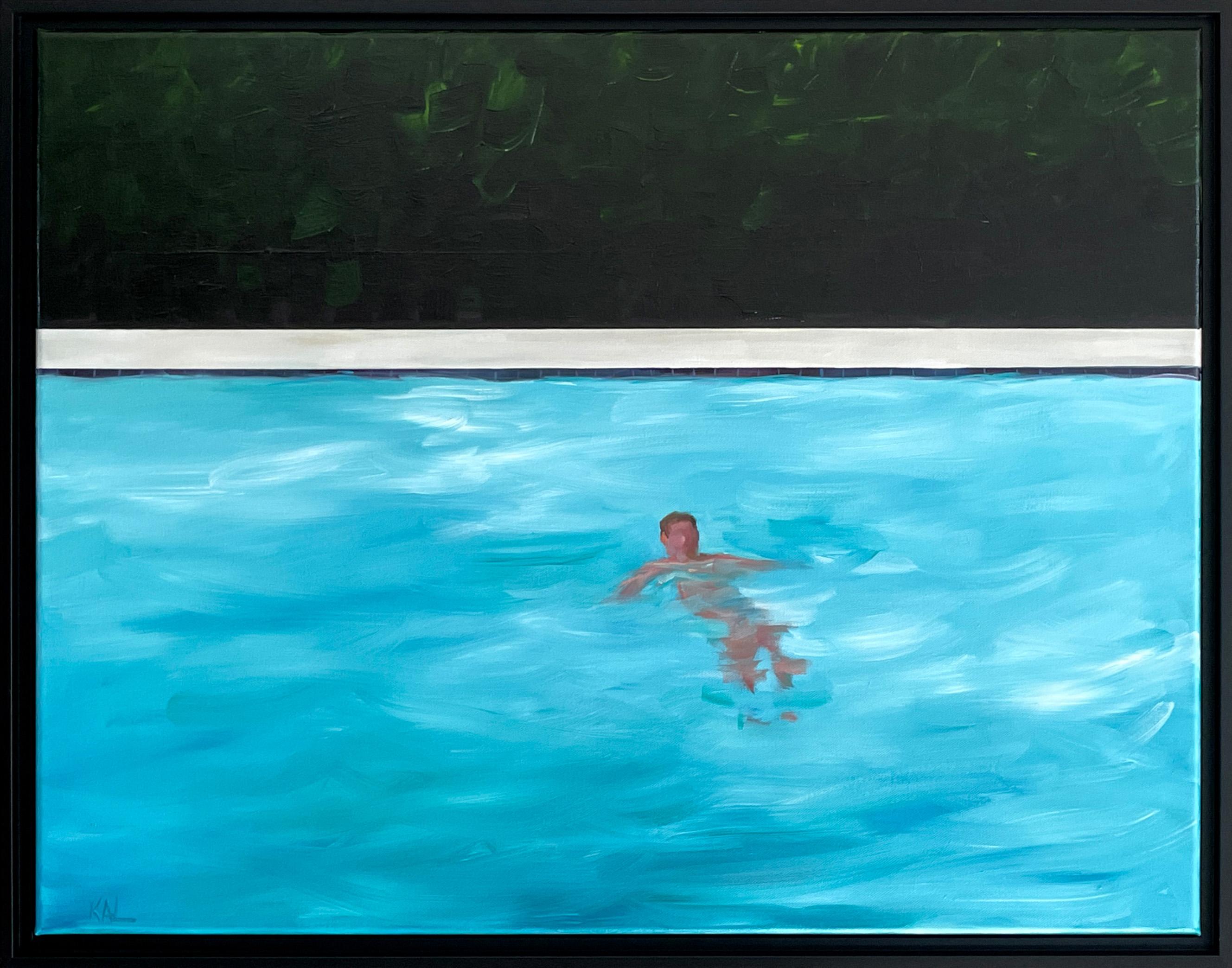 “A Simple Swim”- oil on canvas, framed - Painting by Kory Alexander