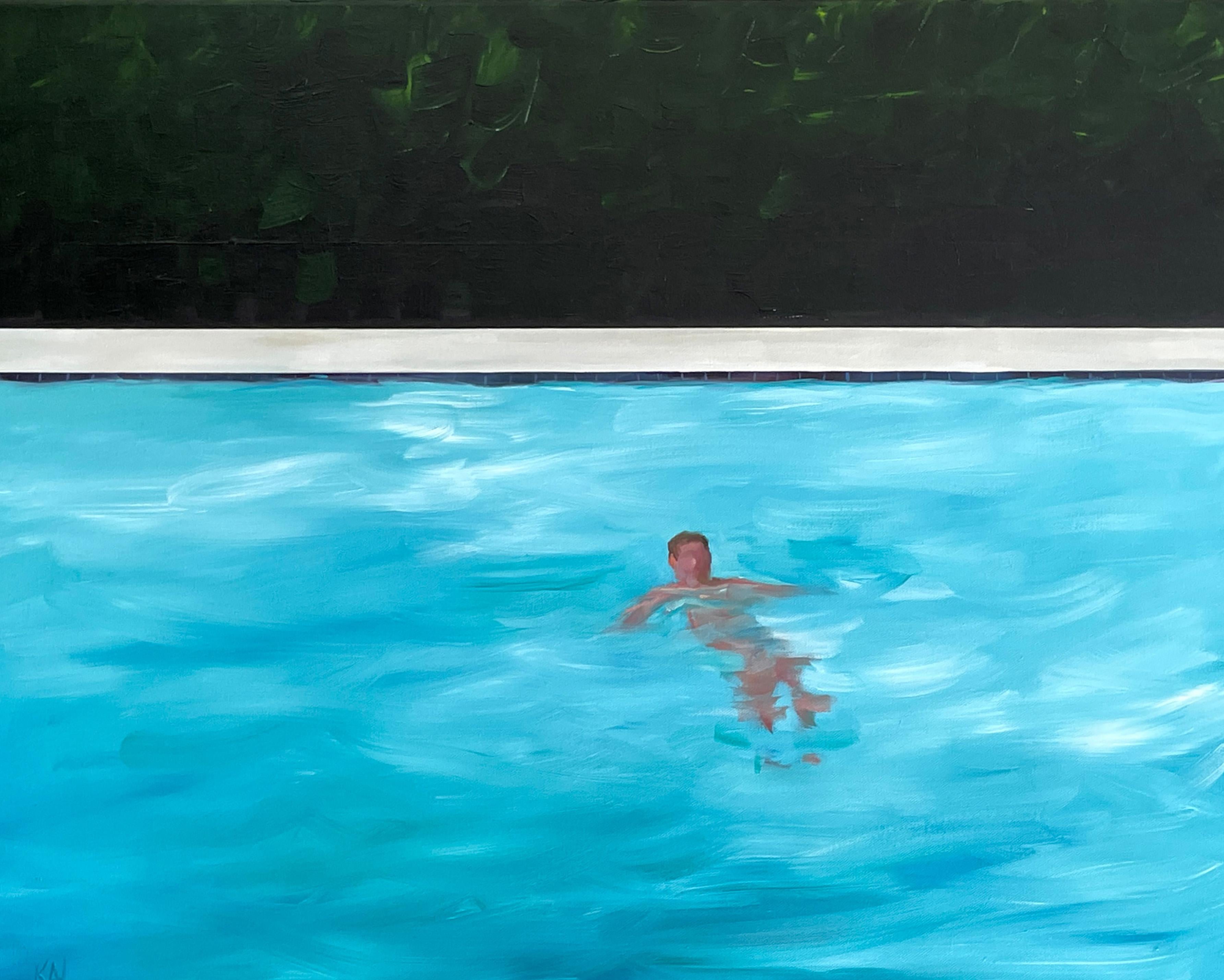 Kory Alexander Figurative Painting - “A Simple Swim”- oil on canvas, framed