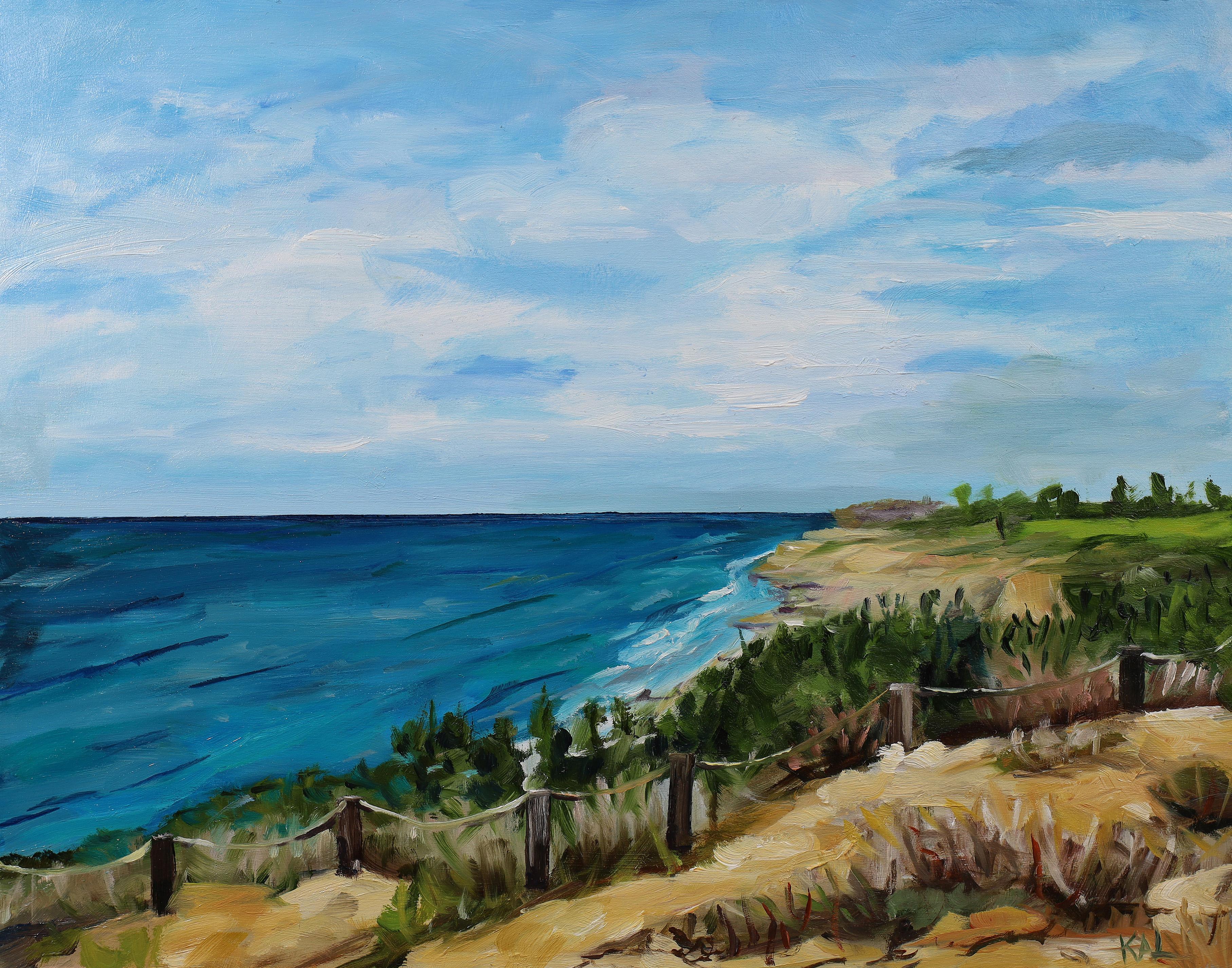 Figurative Painting di Kory Alexander - "Black's Beach, San Diego" - olio su tavola
