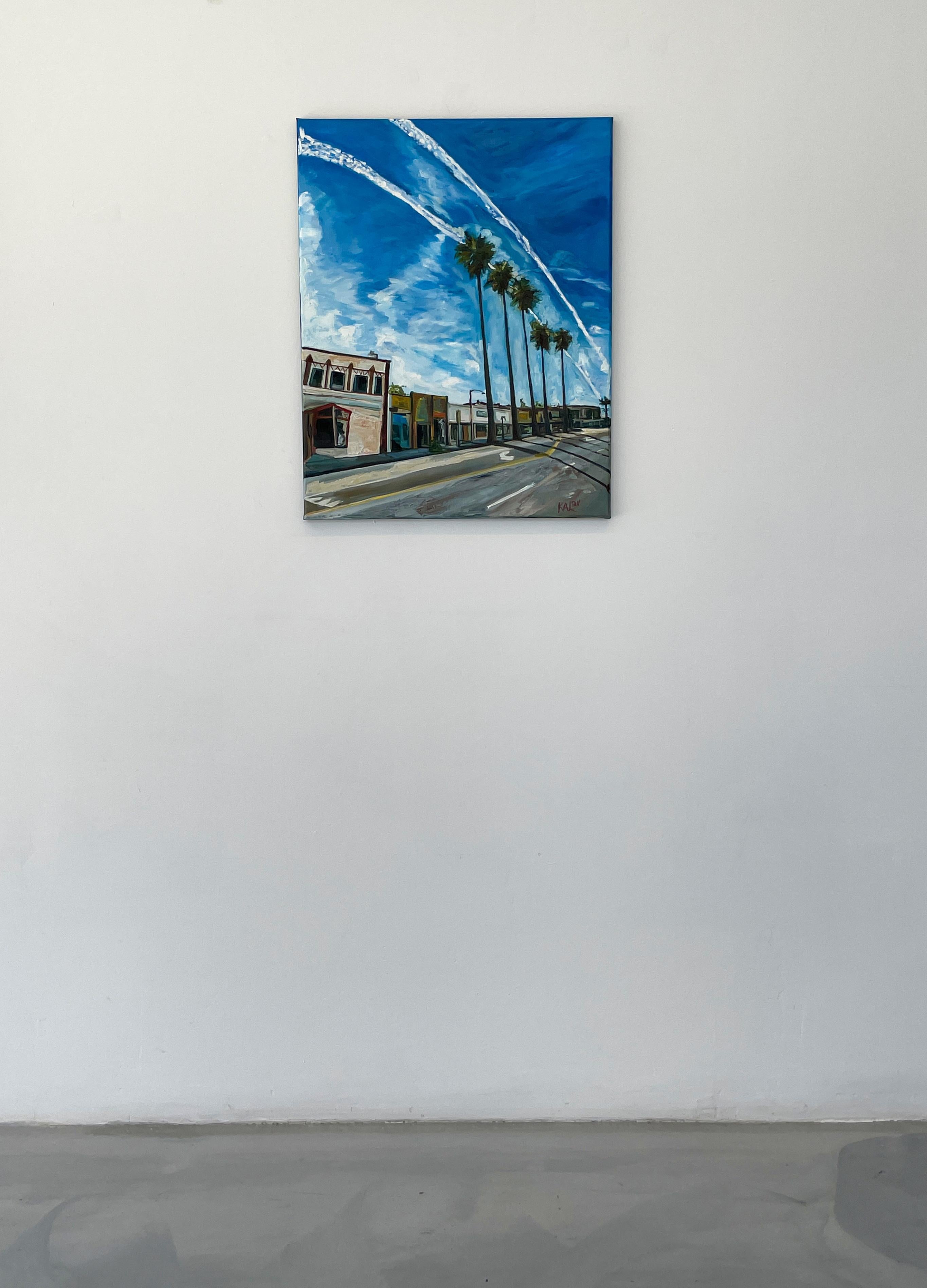 Chemtrails Over Beverly Blvd- acrylic and oil on canvas - Painting by Kory Alexander