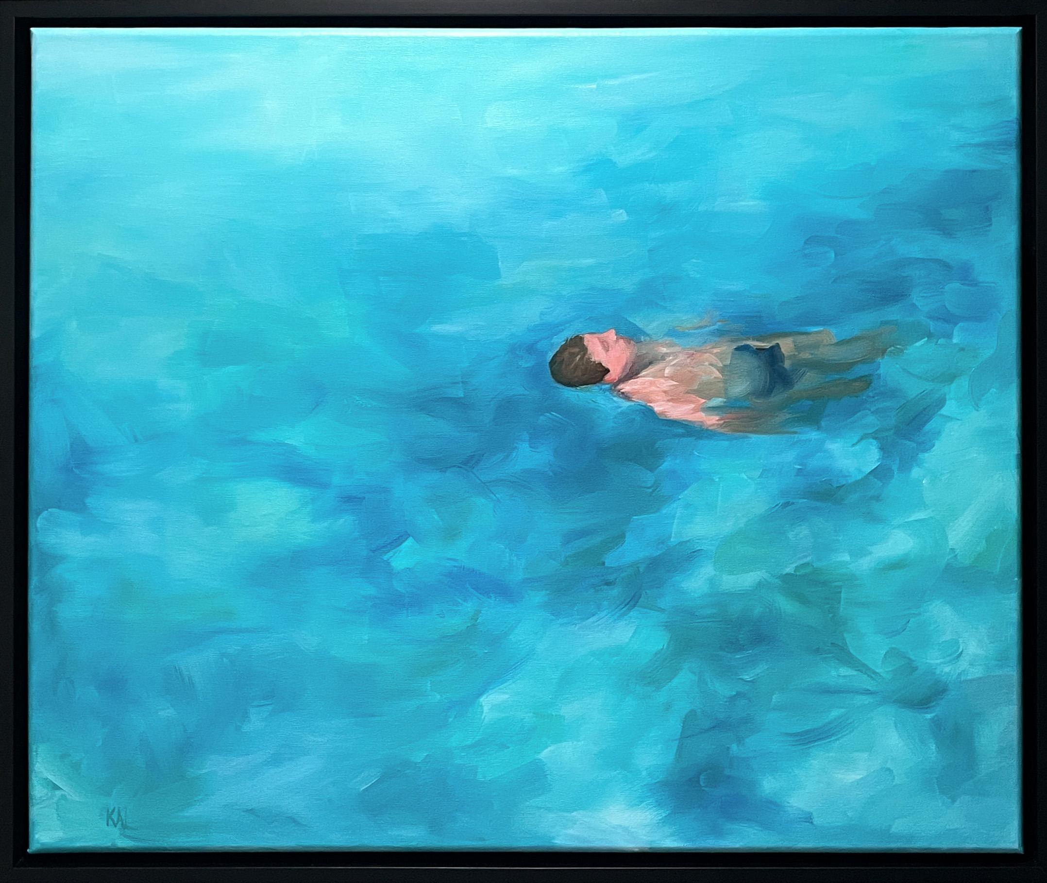 “Floating”- oil on linen, framed - Painting by Kory Alexander